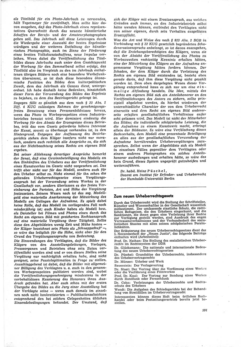 Neue Justiz (NJ), Zeitschrift für Recht und Rechtswissenschaft [Deutsche Demokratische Republik (DDR)], 19. Jahrgang 1965, Seite 591 (NJ DDR 1965, S. 591)