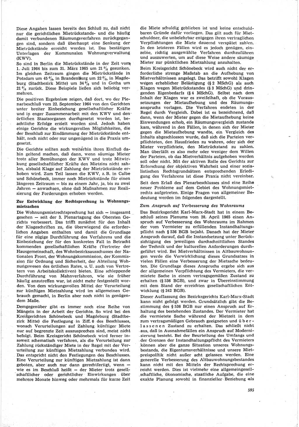 Neue Justiz (NJ), Zeitschrift für Recht und Rechtswissenschaft [Deutsche Demokratische Republik (DDR)], 19. Jahrgang 1965, Seite 595 (NJ DDR 1965, S. 595)