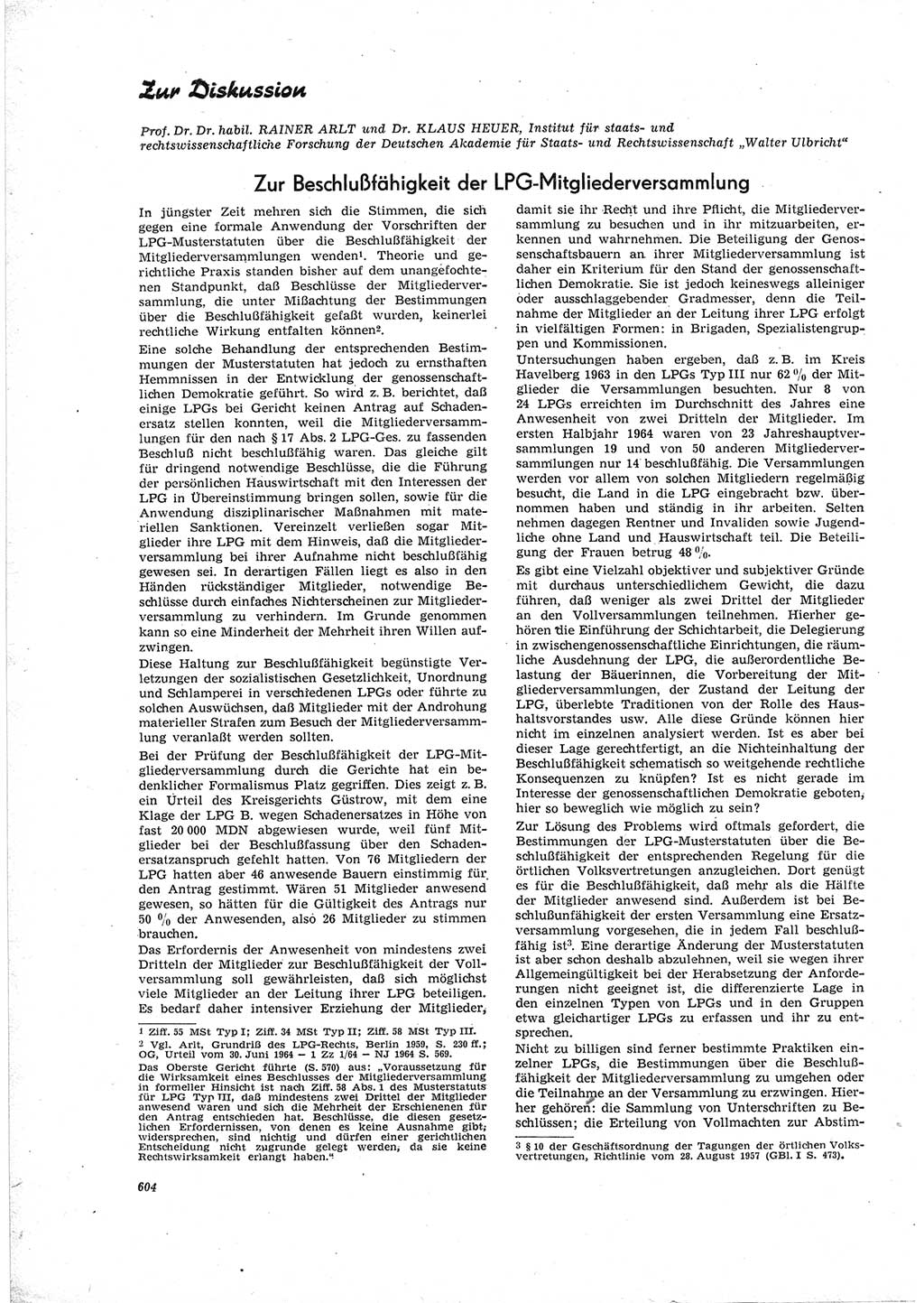 Neue Justiz (NJ), Zeitschrift für Recht und Rechtswissenschaft [Deutsche Demokratische Republik (DDR)], 19. Jahrgang 1965, Seite 604 (NJ DDR 1965, S. 604)