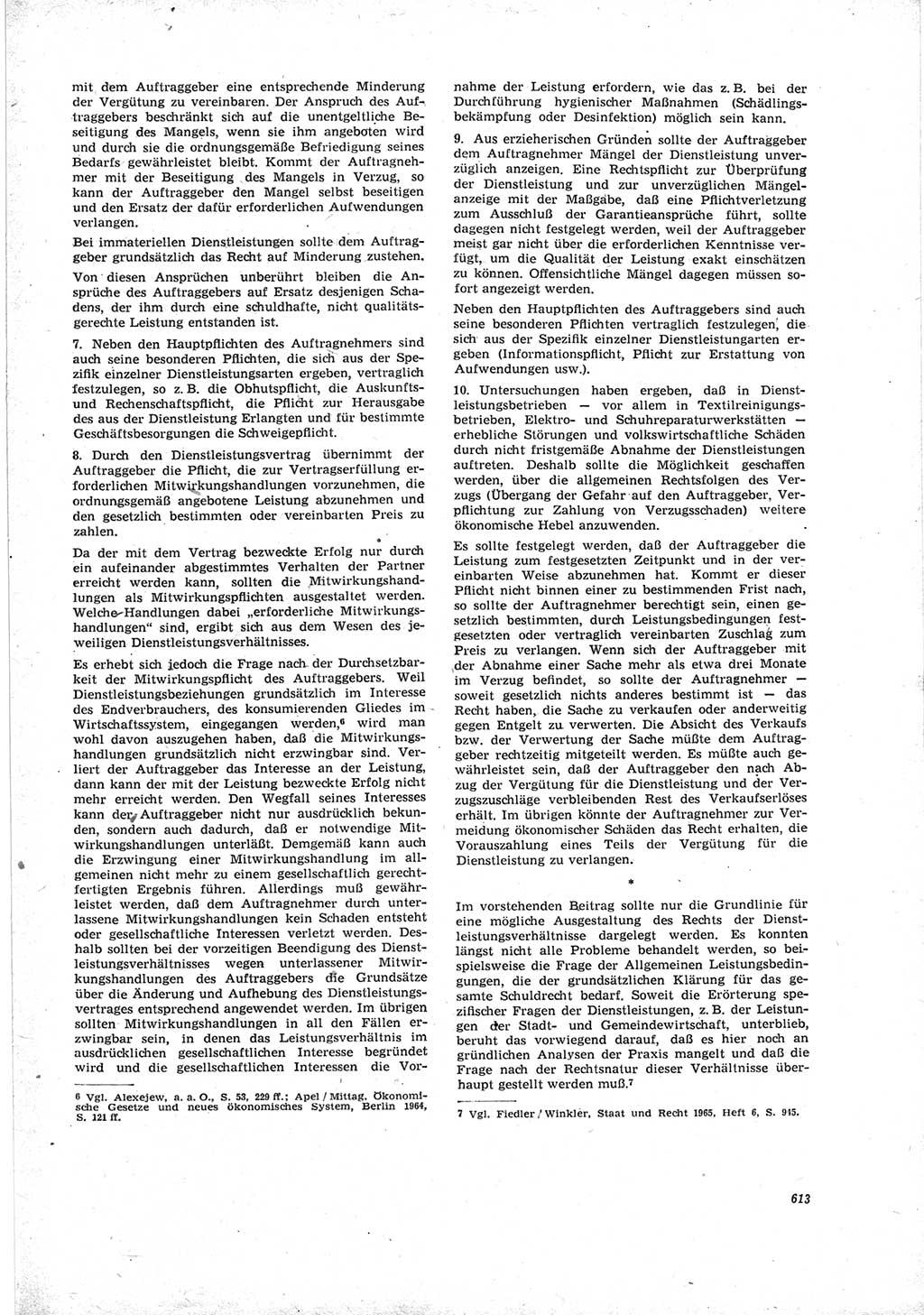 Neue Justiz (NJ), Zeitschrift für Recht und Rechtswissenschaft [Deutsche Demokratische Republik (DDR)], 19. Jahrgang 1965, Seite 613 (NJ DDR 1965, S. 613)