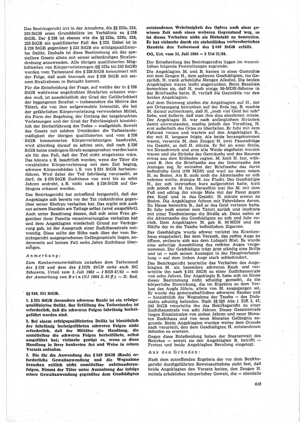 Neue Justiz (NJ), Zeitschrift für Recht und Rechtswissenschaft [Deutsche Demokratische Republik (DDR)], 19. Jahrgang 1965, Seite 619 (NJ DDR 1965, S. 619)