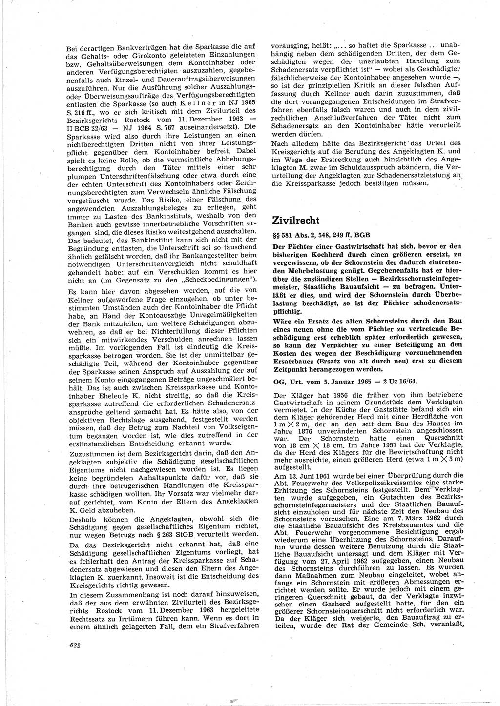 Neue Justiz (NJ), Zeitschrift für Recht und Rechtswissenschaft [Deutsche Demokratische Republik (DDR)], 19. Jahrgang 1965, Seite 622 (NJ DDR 1965, S. 622)