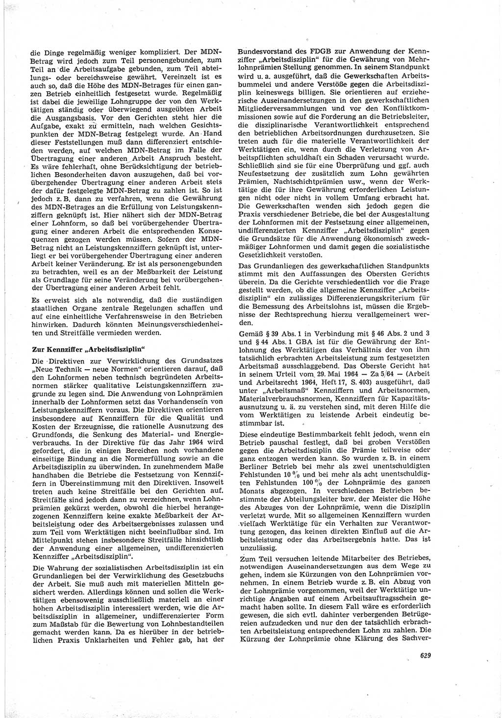 Neue Justiz (NJ), Zeitschrift für Recht und Rechtswissenschaft [Deutsche Demokratische Republik (DDR)], 19. Jahrgang 1965, Seite 629 (NJ DDR 1965, S. 629)