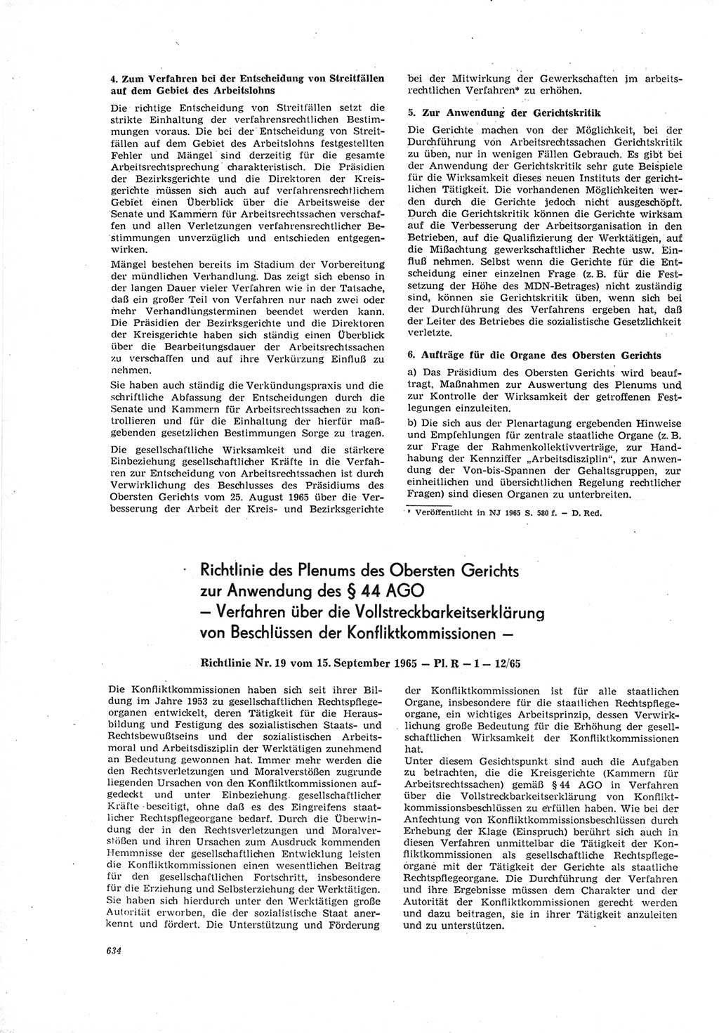 Neue Justiz (NJ), Zeitschrift für Recht und Rechtswissenschaft [Deutsche Demokratische Republik (DDR)], 19. Jahrgang 1965, Seite 634 (NJ DDR 1965, S. 634)