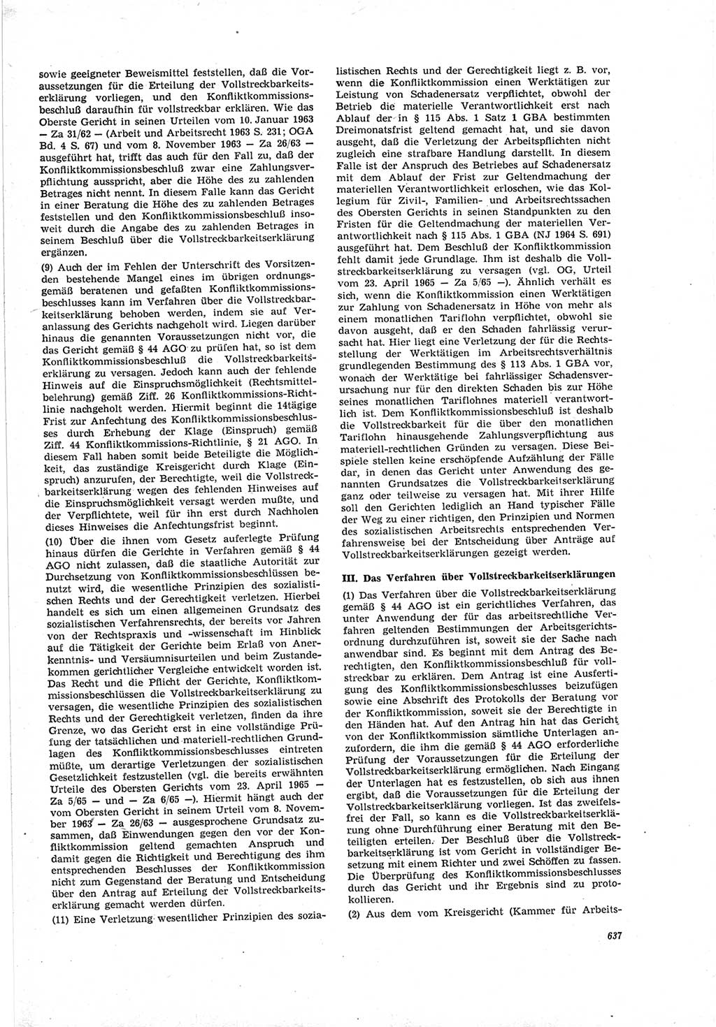 Neue Justiz (NJ), Zeitschrift für Recht und Rechtswissenschaft [Deutsche Demokratische Republik (DDR)], 19. Jahrgang 1965, Seite 637 (NJ DDR 1965, S. 637)