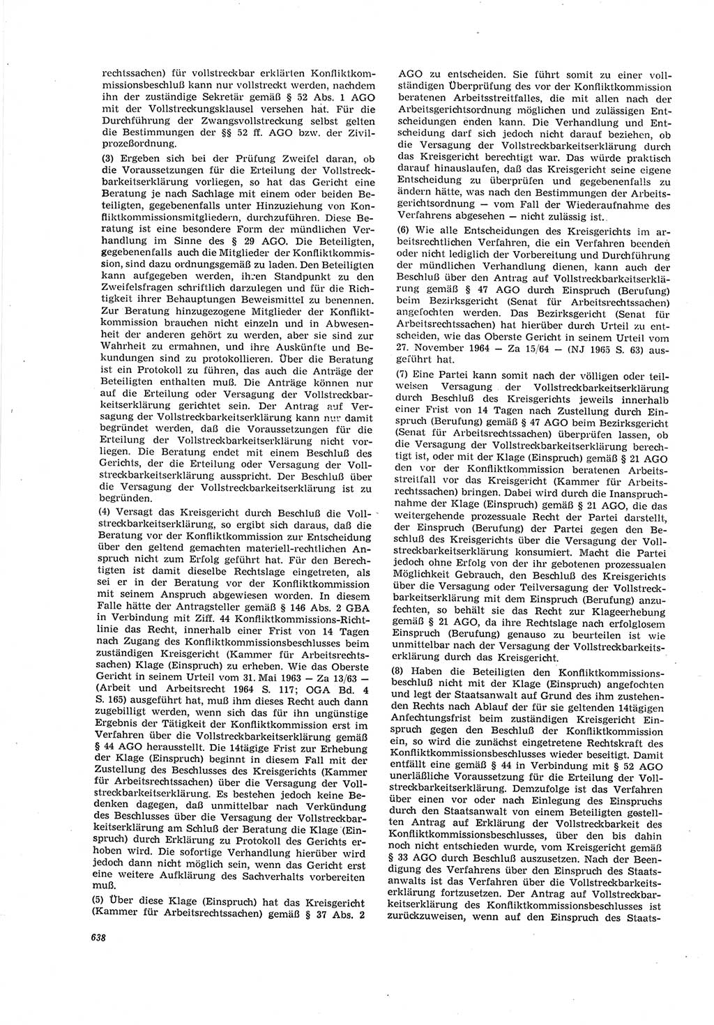 Neue Justiz (NJ), Zeitschrift für Recht und Rechtswissenschaft [Deutsche Demokratische Republik (DDR)], 19. Jahrgang 1965, Seite 638 (NJ DDR 1965, S. 638)
