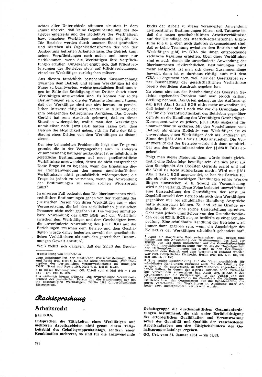 Neue Justiz (NJ), Zeitschrift für Recht und Rechtswissenschaft [Deutsche Demokratische Republik (DDR)], 19. Jahrgang 1965, Seite 646 (NJ DDR 1965, S. 646)