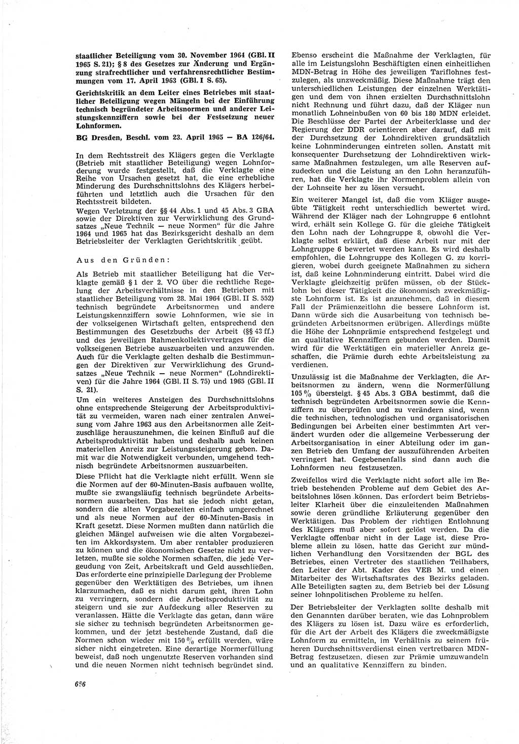 Neue Justiz (NJ), Zeitschrift für Recht und Rechtswissenschaft [Deutsche Demokratische Republik (DDR)], 19. Jahrgang 1965, Seite 656 (NJ DDR 1965, S. 656)
