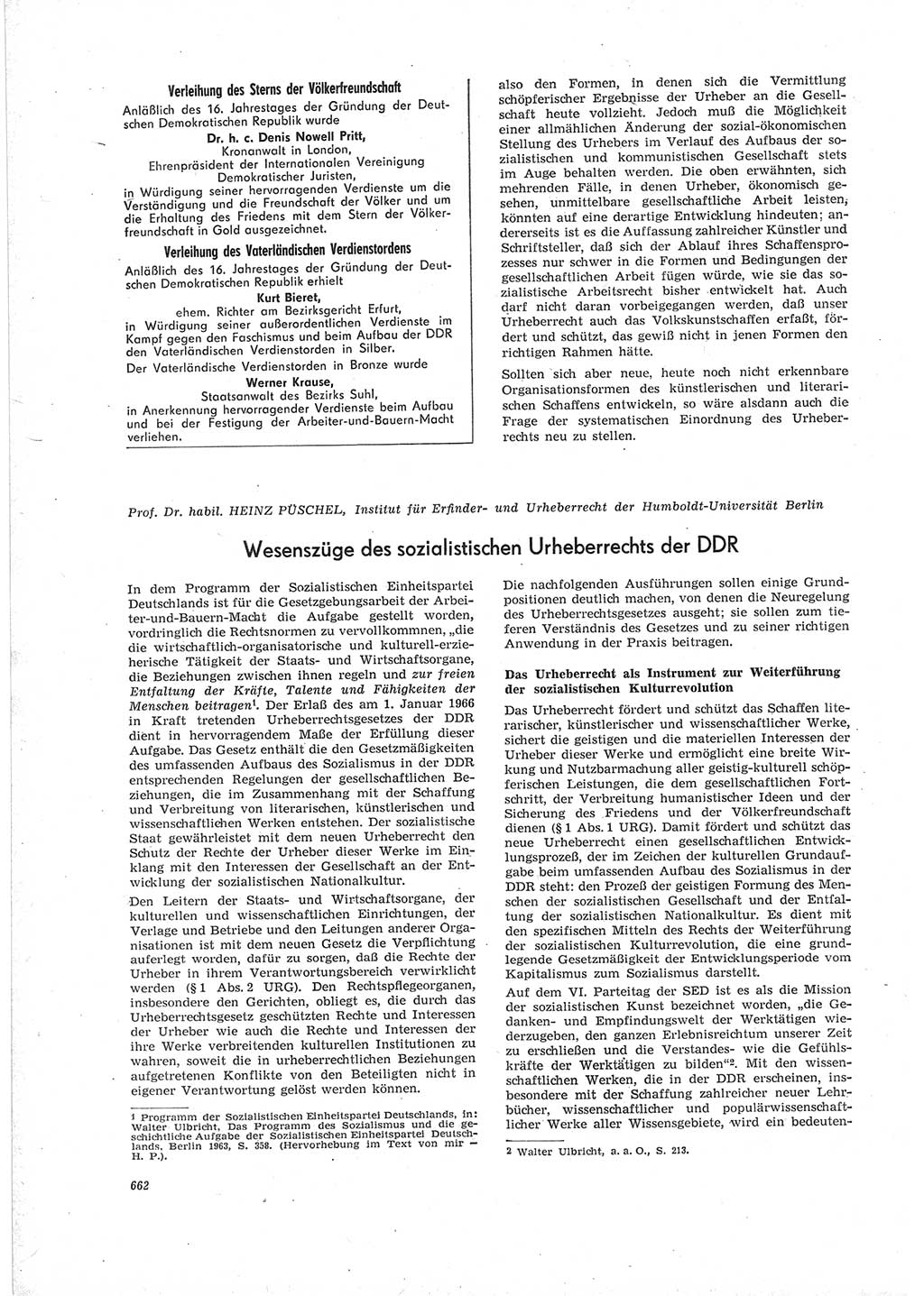 Neue Justiz (NJ), Zeitschrift für Recht und Rechtswissenschaft [Deutsche Demokratische Republik (DDR)], 19. Jahrgang 1965, Seite 662 (NJ DDR 1965, S. 662)