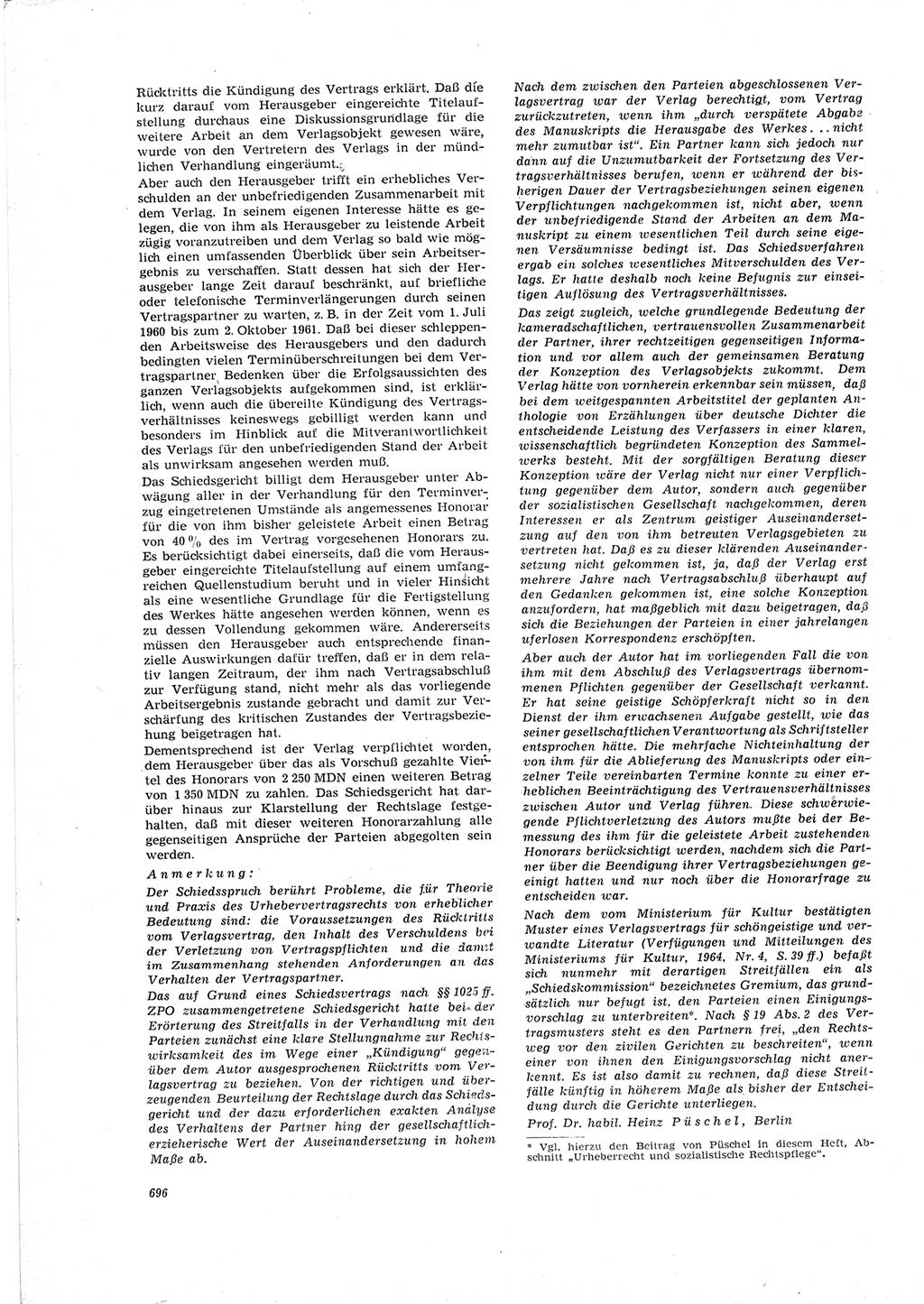 Neue Justiz (NJ), Zeitschrift für Recht und Rechtswissenschaft [Deutsche Demokratische Republik (DDR)], 19. Jahrgang 1965, Seite 696 (NJ DDR 1965, S. 696)