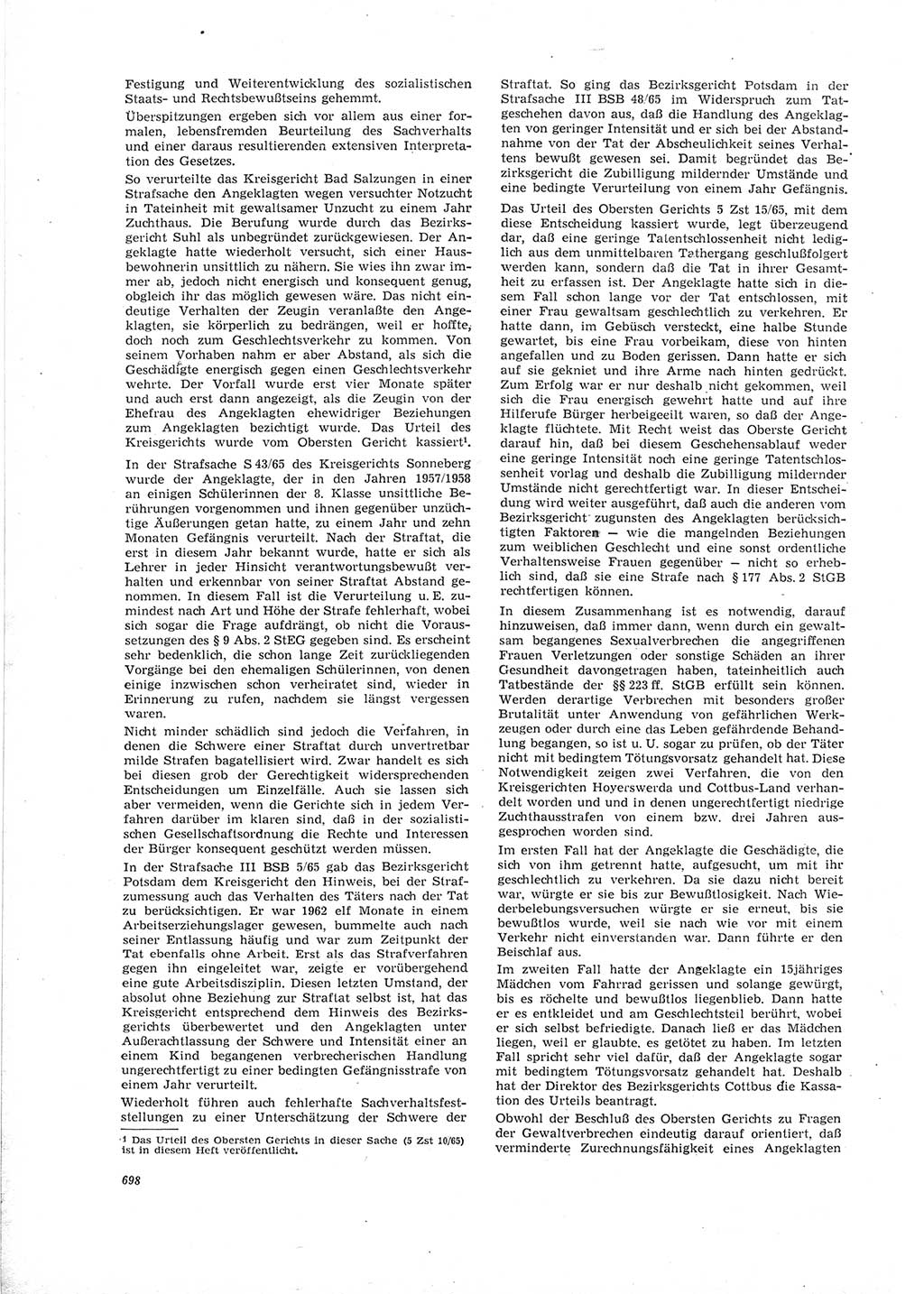 Neue Justiz (NJ), Zeitschrift für Recht und Rechtswissenschaft [Deutsche Demokratische Republik (DDR)], 19. Jahrgang 1965, Seite 698 (NJ DDR 1965, S. 698)