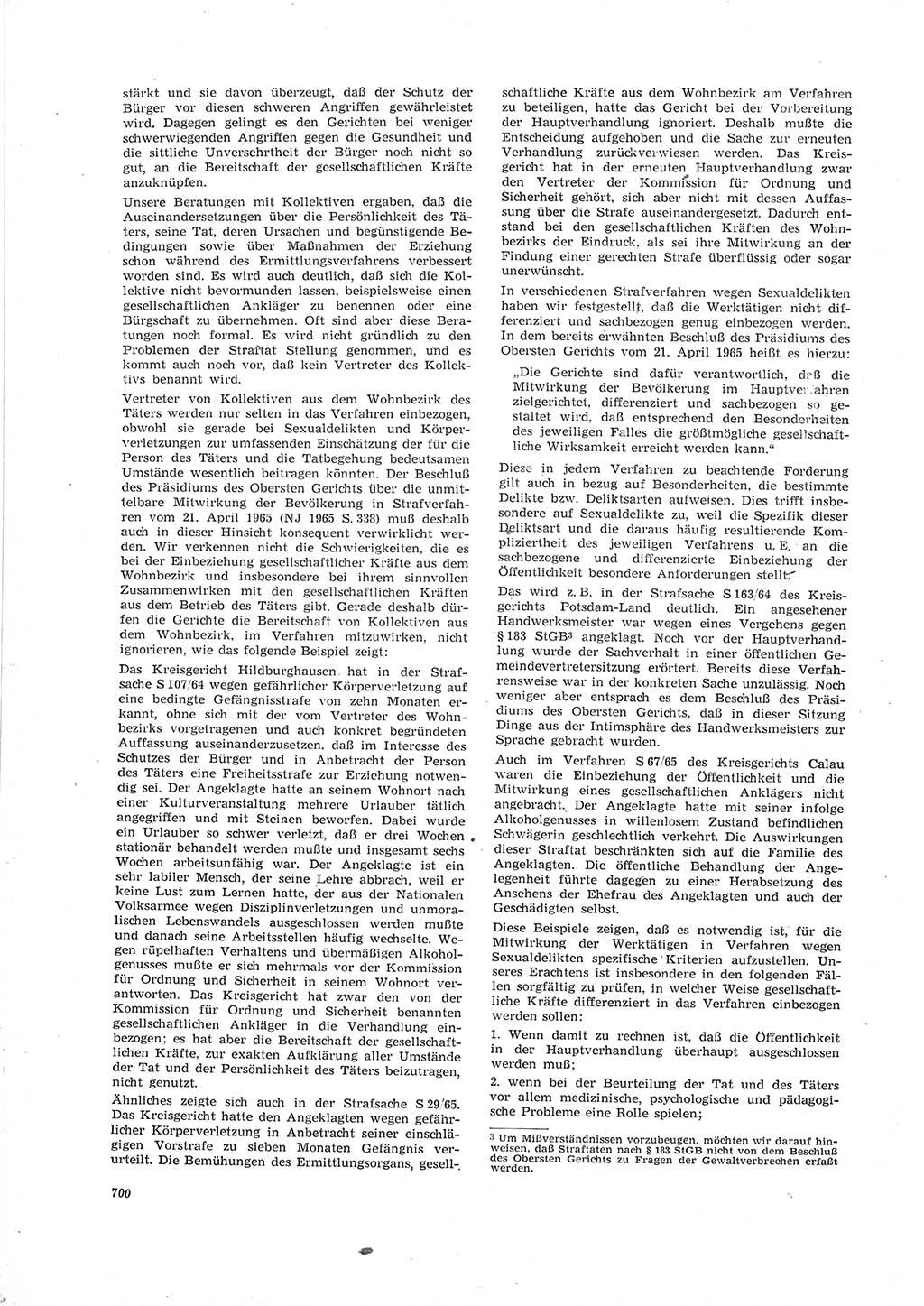 Neue Justiz (NJ), Zeitschrift für Recht und Rechtswissenschaft [Deutsche Demokratische Republik (DDR)], 19. Jahrgang 1965, Seite 700 (NJ DDR 1965, S. 700)