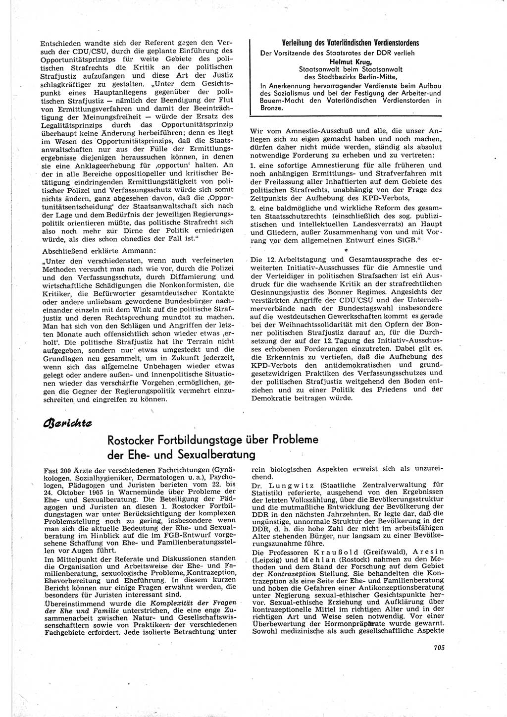 Neue Justiz (NJ), Zeitschrift für Recht und Rechtswissenschaft [Deutsche Demokratische Republik (DDR)], 19. Jahrgang 1965, Seite 705 (NJ DDR 1965, S. 705)