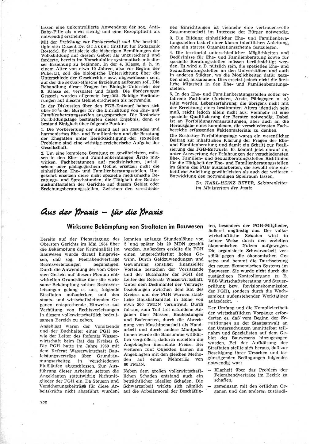 Neue Justiz (NJ), Zeitschrift für Recht und Rechtswissenschaft [Deutsche Demokratische Republik (DDR)], 19. Jahrgang 1965, Seite 706 (NJ DDR 1965, S. 706)