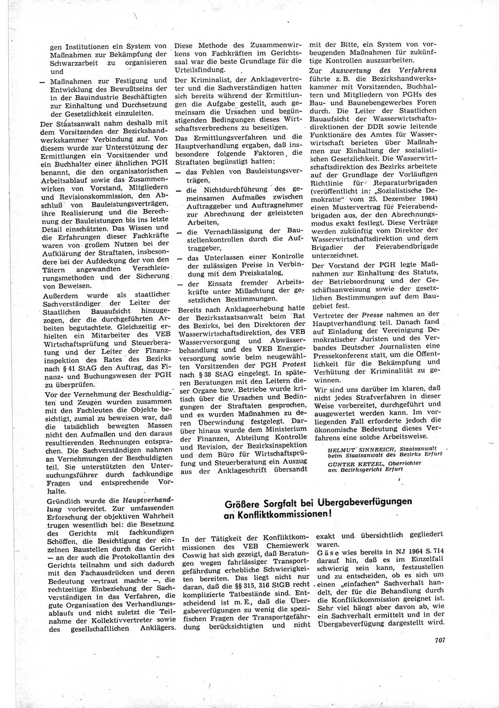 Neue Justiz (NJ), Zeitschrift für Recht und Rechtswissenschaft [Deutsche Demokratische Republik (DDR)], 19. Jahrgang 1965, Seite 707 (NJ DDR 1965, S. 707)