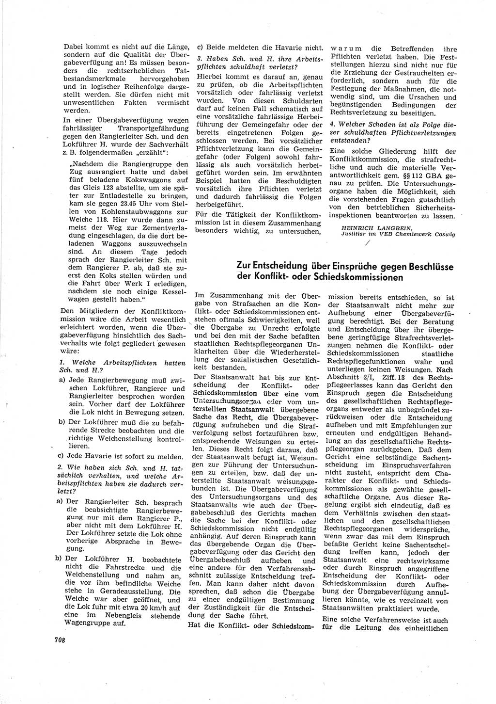 Neue Justiz (NJ), Zeitschrift für Recht und Rechtswissenschaft [Deutsche Demokratische Republik (DDR)], 19. Jahrgang 1965, Seite 708 (NJ DDR 1965, S. 708)