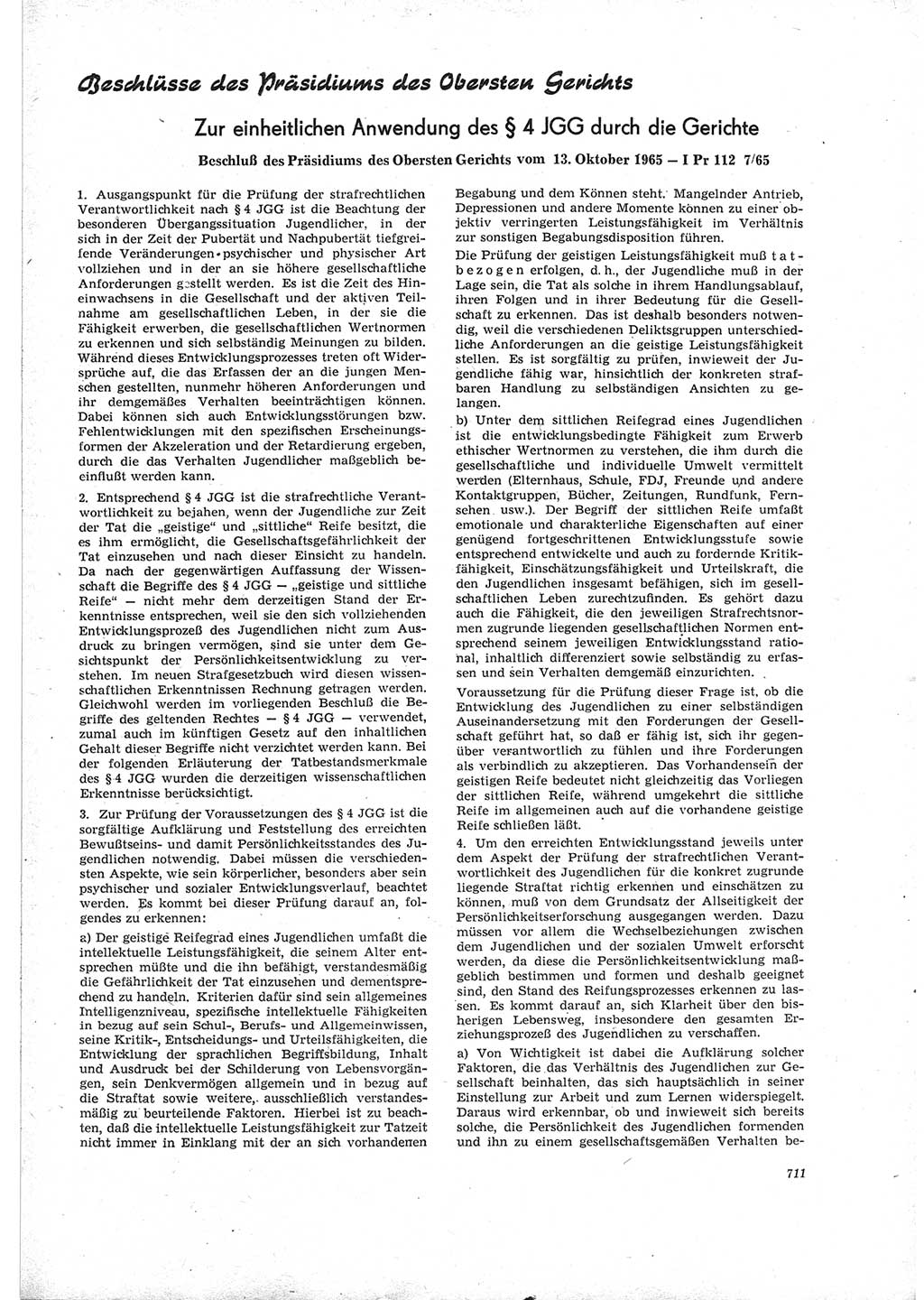 Neue Justiz (NJ), Zeitschrift für Recht und Rechtswissenschaft [Deutsche Demokratische Republik (DDR)], 19. Jahrgang 1965, Seite 711 (NJ DDR 1965, S. 711)