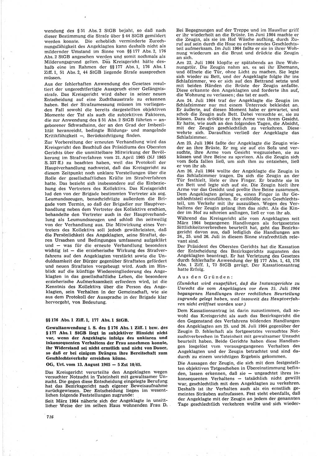 Neue Justiz (NJ), Zeitschrift für Recht und Rechtswissenschaft [Deutsche Demokratische Republik (DDR)], 19. Jahrgang 1965, Seite 716 (NJ DDR 1965, S. 716)