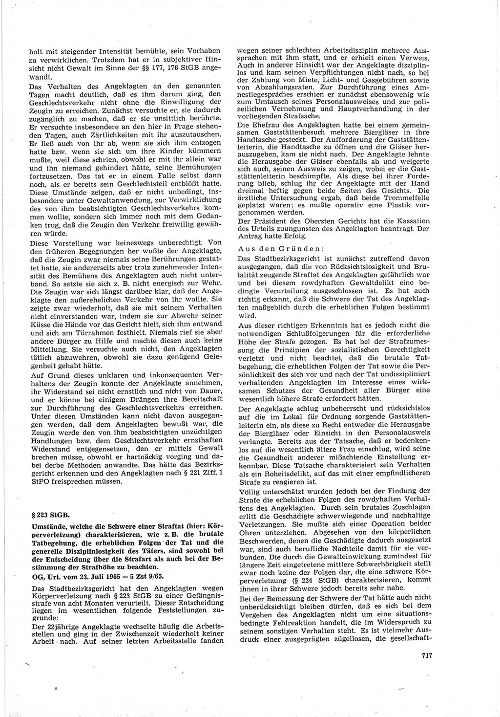 Neue Justiz (NJ), Zeitschrift für Recht und Rechtswissenschaft [Deutsche Demokratische Republik (DDR)], 19. Jahrgang 1965, Seite 717 (NJ DDR 1965, S. 717)