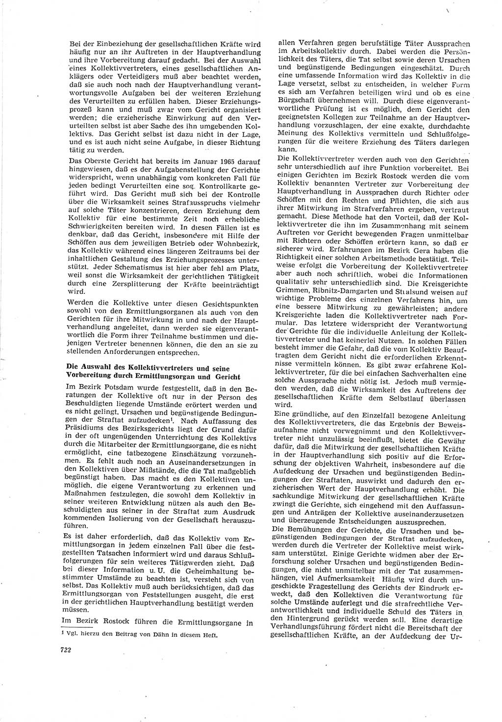 Neue Justiz (NJ), Zeitschrift für Recht und Rechtswissenschaft [Deutsche Demokratische Republik (DDR)], 19. Jahrgang 1965, Seite 722 (NJ DDR 1965, S. 722)