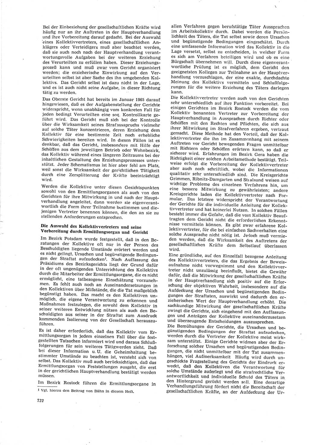 Neue Justiz (NJ), Zeitschrift für Recht und Rechtswissenschaft [Deutsche Demokratische Republik (DDR)], 19. Jahrgang 1965, Seite 722 (NJ DDR 1965, S. 722)