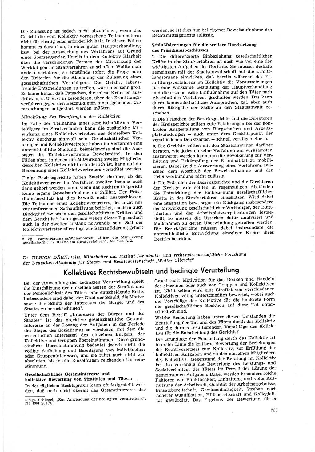 Neue Justiz (NJ), Zeitschrift für Recht und Rechtswissenschaft [Deutsche Demokratische Republik (DDR)], 19. Jahrgang 1965, Seite 725 (NJ DDR 1965, S. 725)