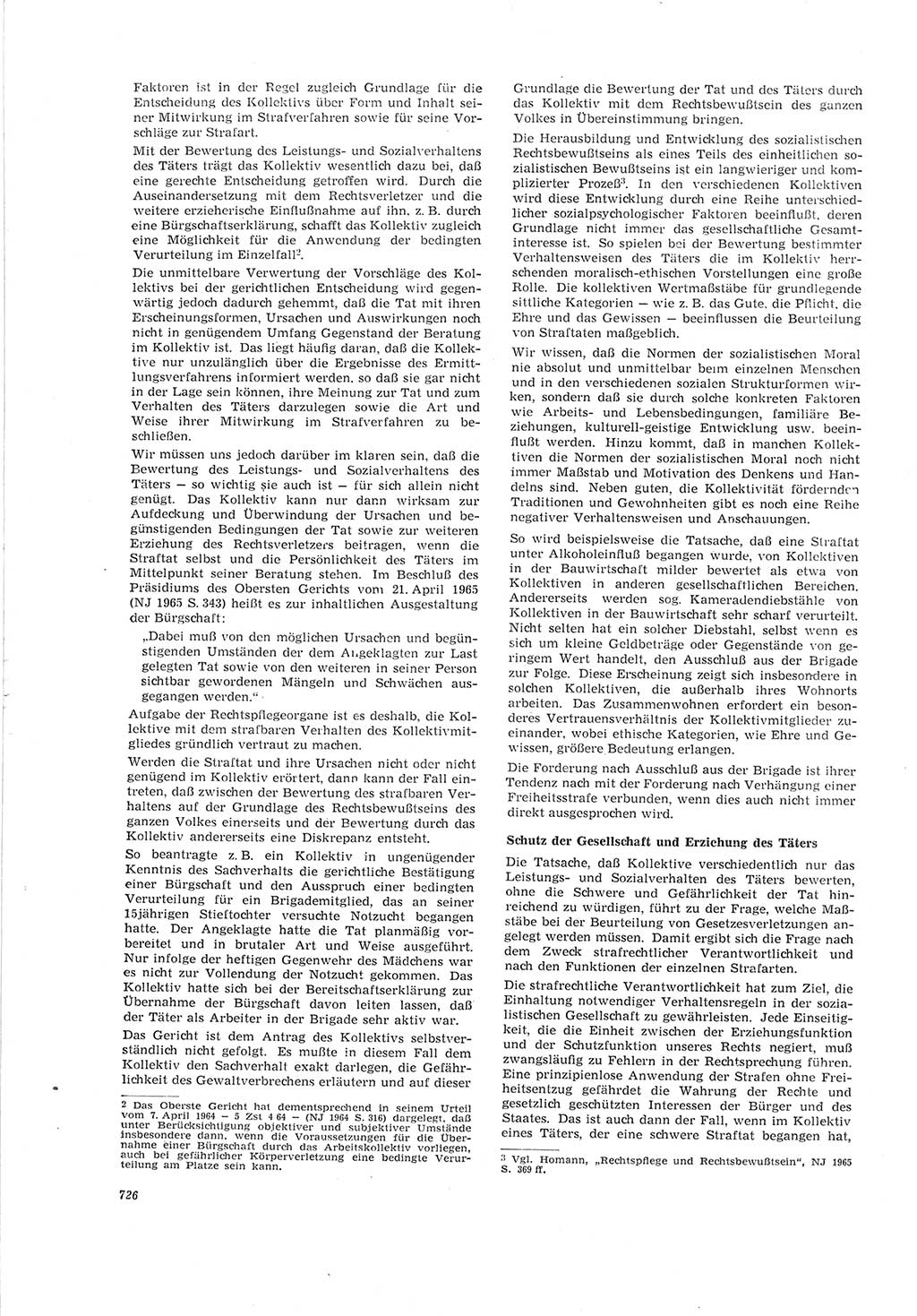 Neue Justiz (NJ), Zeitschrift für Recht und Rechtswissenschaft [Deutsche Demokratische Republik (DDR)], 19. Jahrgang 1965, Seite 726 (NJ DDR 1965, S. 726)
