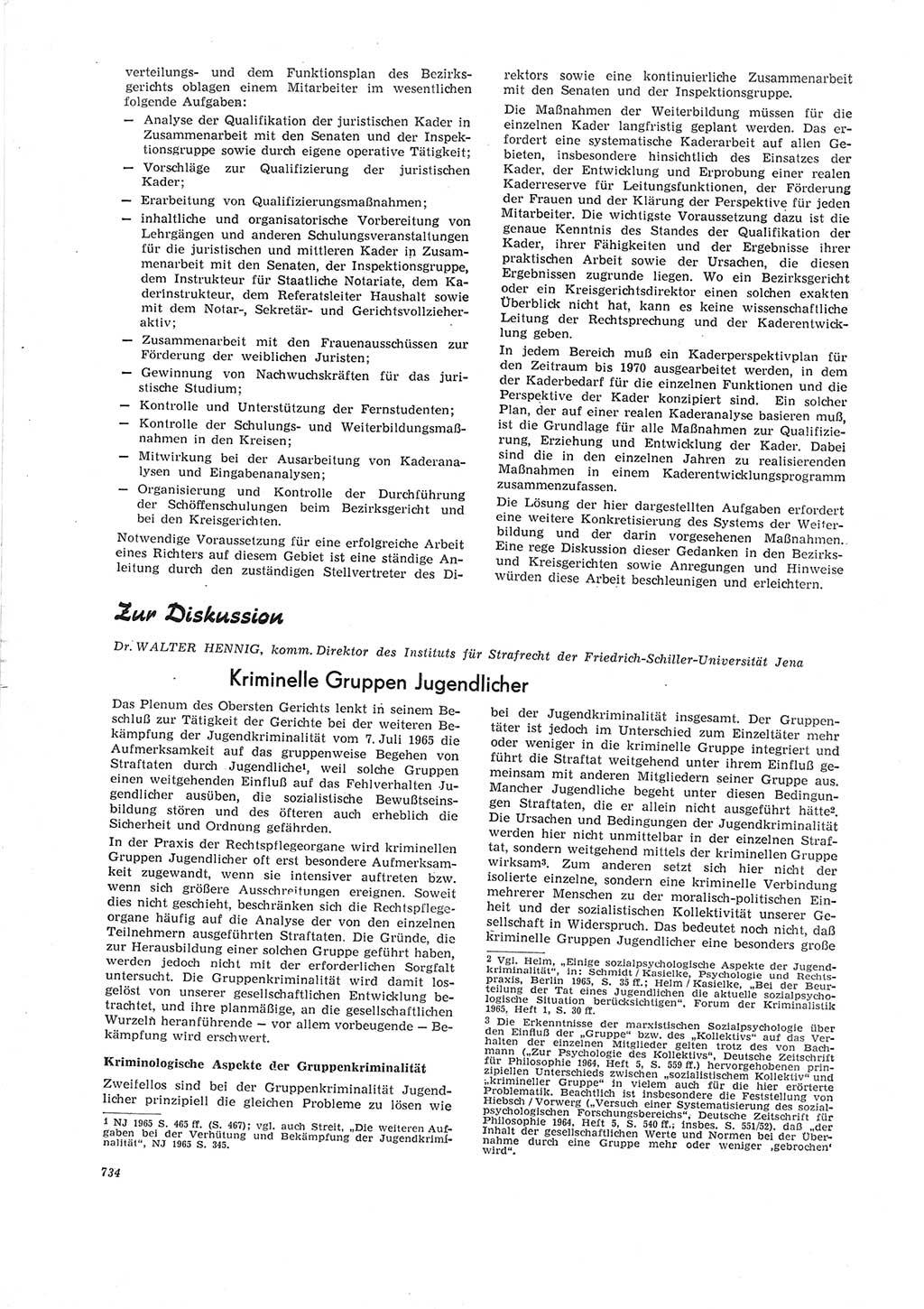 Neue Justiz (NJ), Zeitschrift für Recht und Rechtswissenschaft [Deutsche Demokratische Republik (DDR)], 19. Jahrgang 1965, Seite 734 (NJ DDR 1965, S. 734)