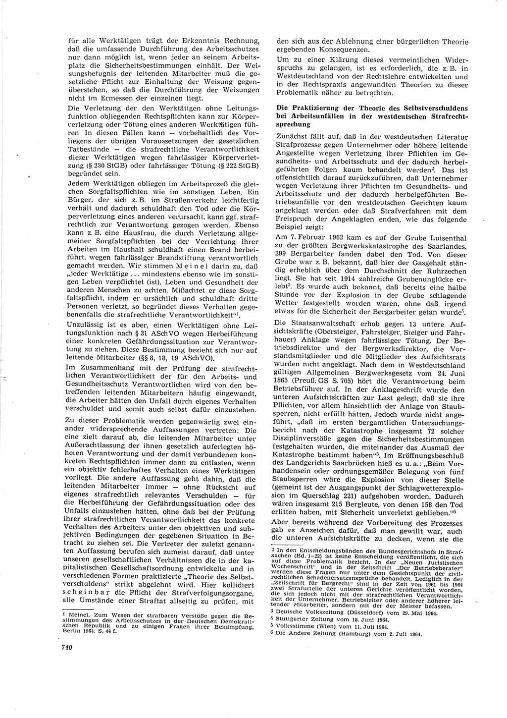 Neue Justiz (NJ), Zeitschrift für Recht und Rechtswissenschaft [Deutsche Demokratische Republik (DDR)], 19. Jahrgang 1965, Seite 740 (NJ DDR 1965, S. 740)