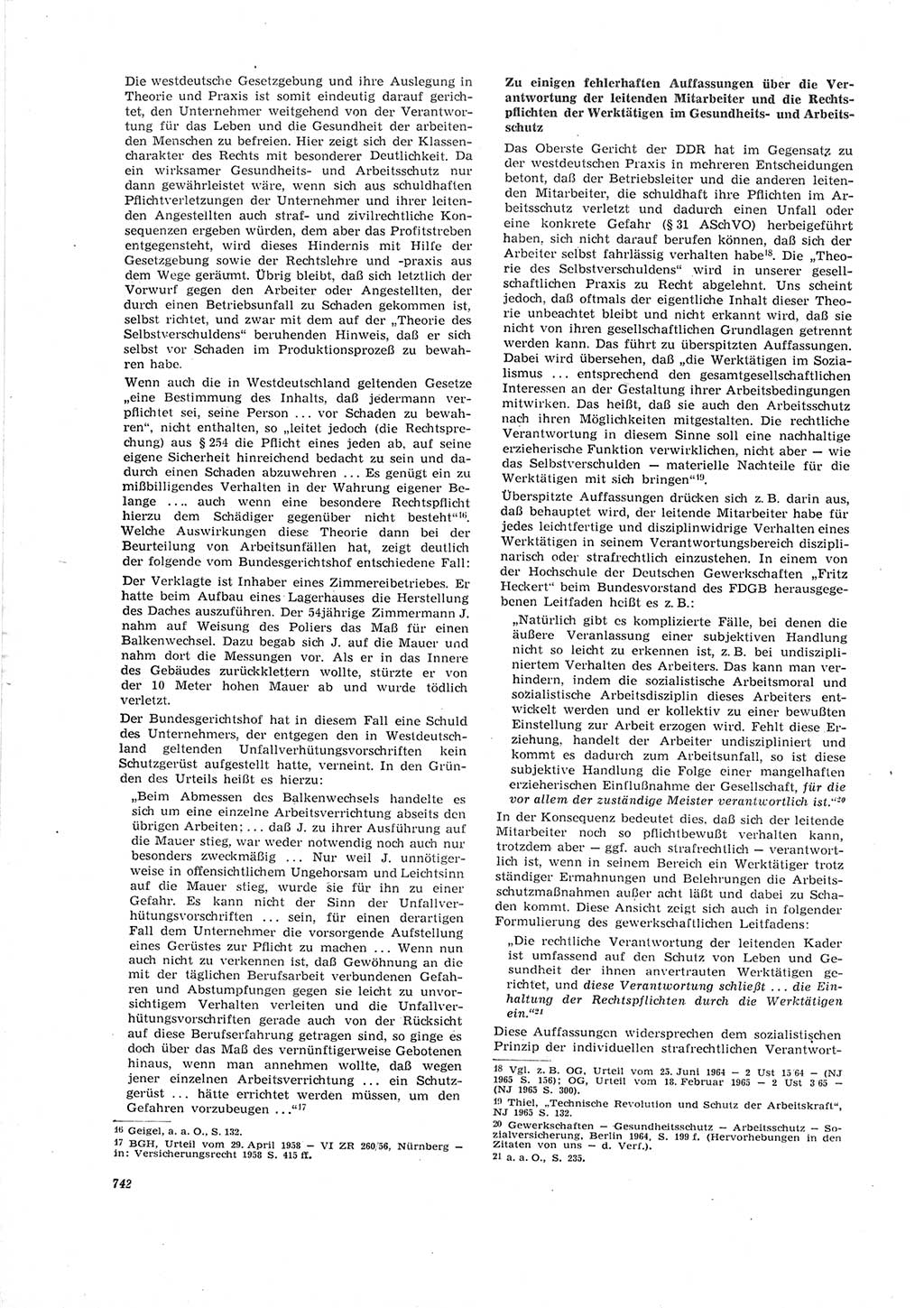 Neue Justiz (NJ), Zeitschrift für Recht und Rechtswissenschaft [Deutsche Demokratische Republik (DDR)], 19. Jahrgang 1965, Seite 742 (NJ DDR 1965, S. 742)
