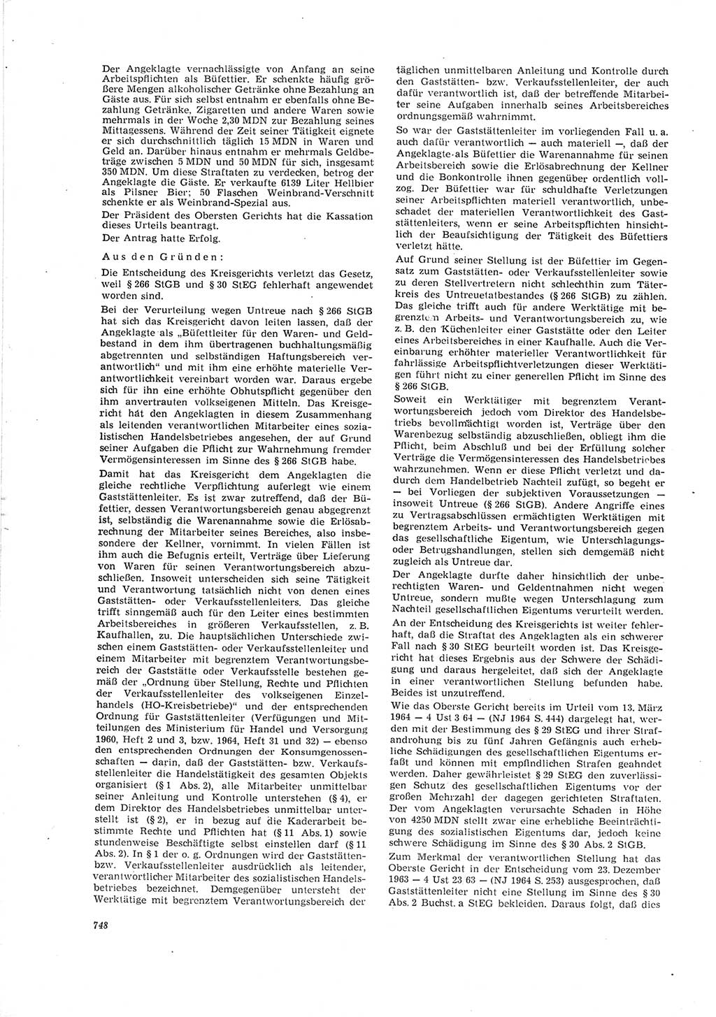 Neue Justiz (NJ), Zeitschrift für Recht und Rechtswissenschaft [Deutsche Demokratische Republik (DDR)], 19. Jahrgang 1965, Seite 748 (NJ DDR 1965, S. 748)