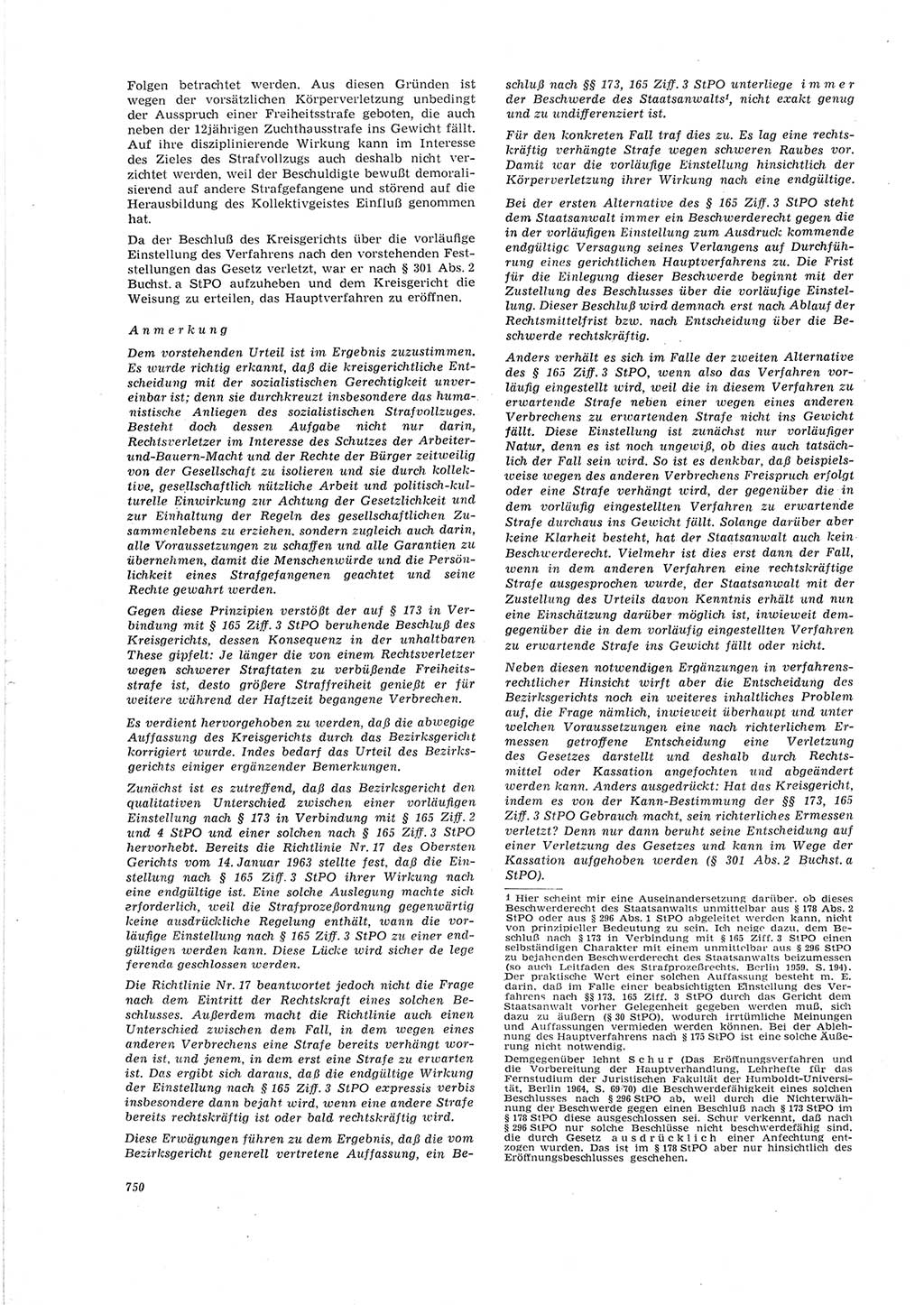Neue Justiz (NJ), Zeitschrift für Recht und Rechtswissenschaft [Deutsche Demokratische Republik (DDR)], 19. Jahrgang 1965, Seite 750 (NJ DDR 1965, S. 750)