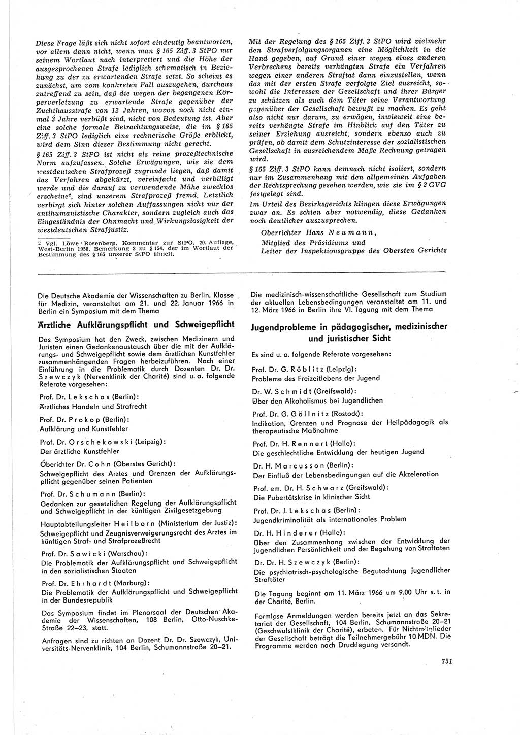 Neue Justiz (NJ), Zeitschrift für Recht und Rechtswissenschaft [Deutsche Demokratische Republik (DDR)], 19. Jahrgang 1965, Seite 751 (NJ DDR 1965, S. 751)