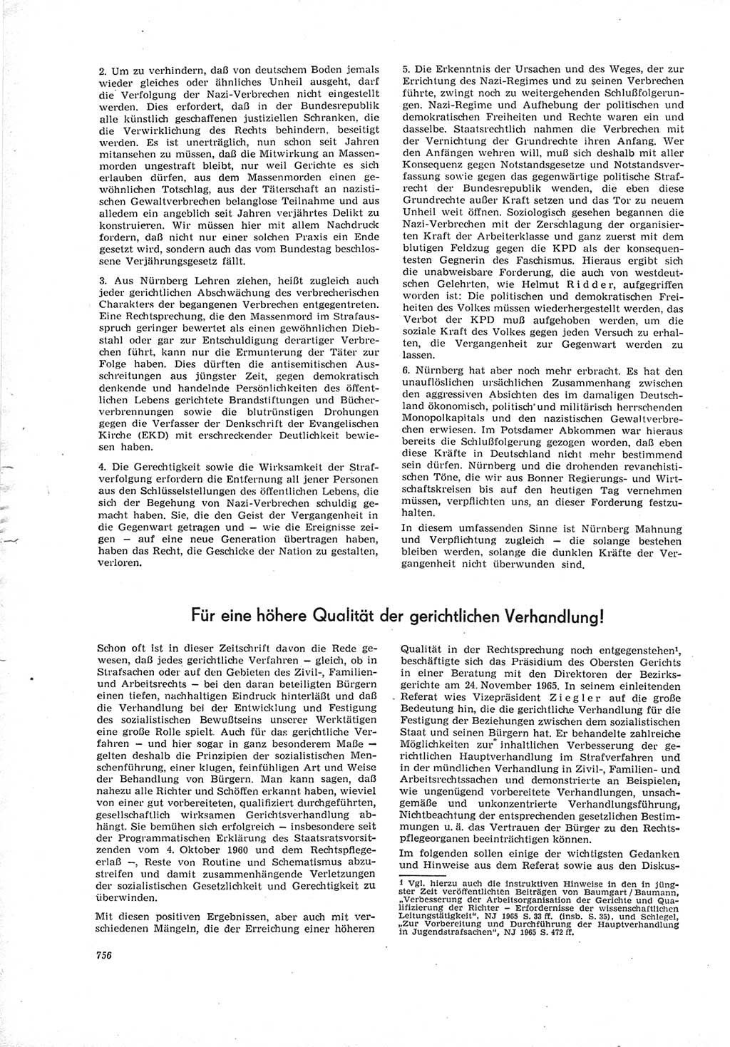 Neue Justiz (NJ), Zeitschrift für Recht und Rechtswissenschaft [Deutsche Demokratische Republik (DDR)], 19. Jahrgang 1965, Seite 756 (NJ DDR 1965, S. 756)