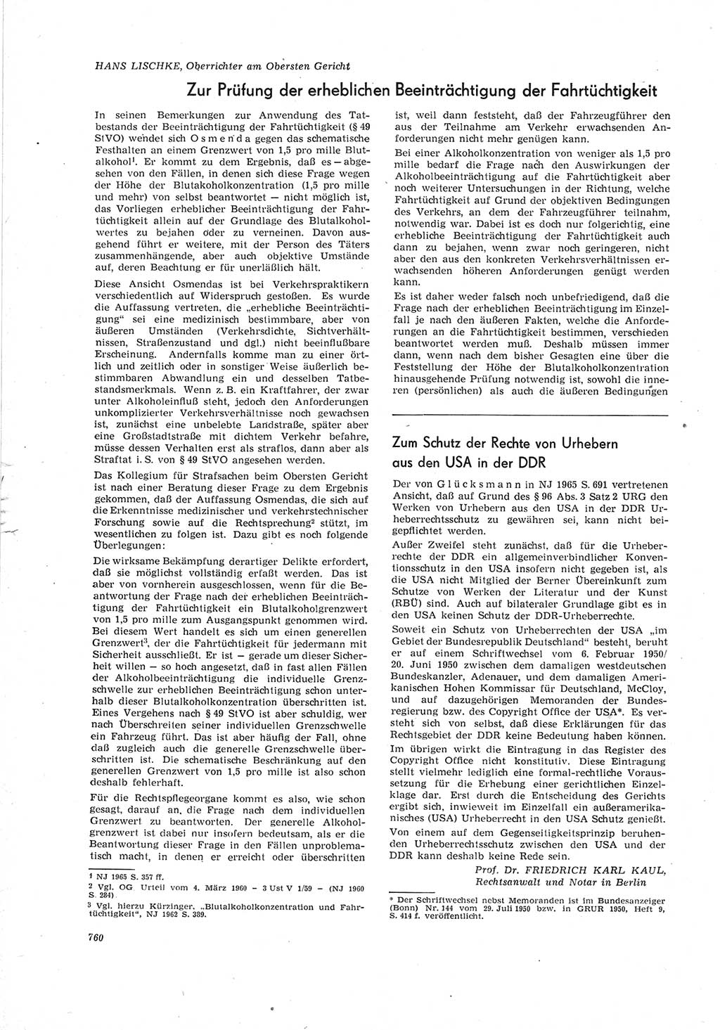 Neue Justiz (NJ), Zeitschrift für Recht und Rechtswissenschaft [Deutsche Demokratische Republik (DDR)], 19. Jahrgang 1965, Seite 760 (NJ DDR 1965, S. 760)