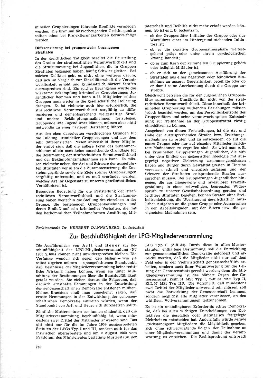 Neue Justiz (NJ), Zeitschrift für Recht und Rechtswissenschaft [Deutsche Demokratische Republik (DDR)], 19. Jahrgang 1965, Seite 762 (NJ DDR 1965, S. 762)