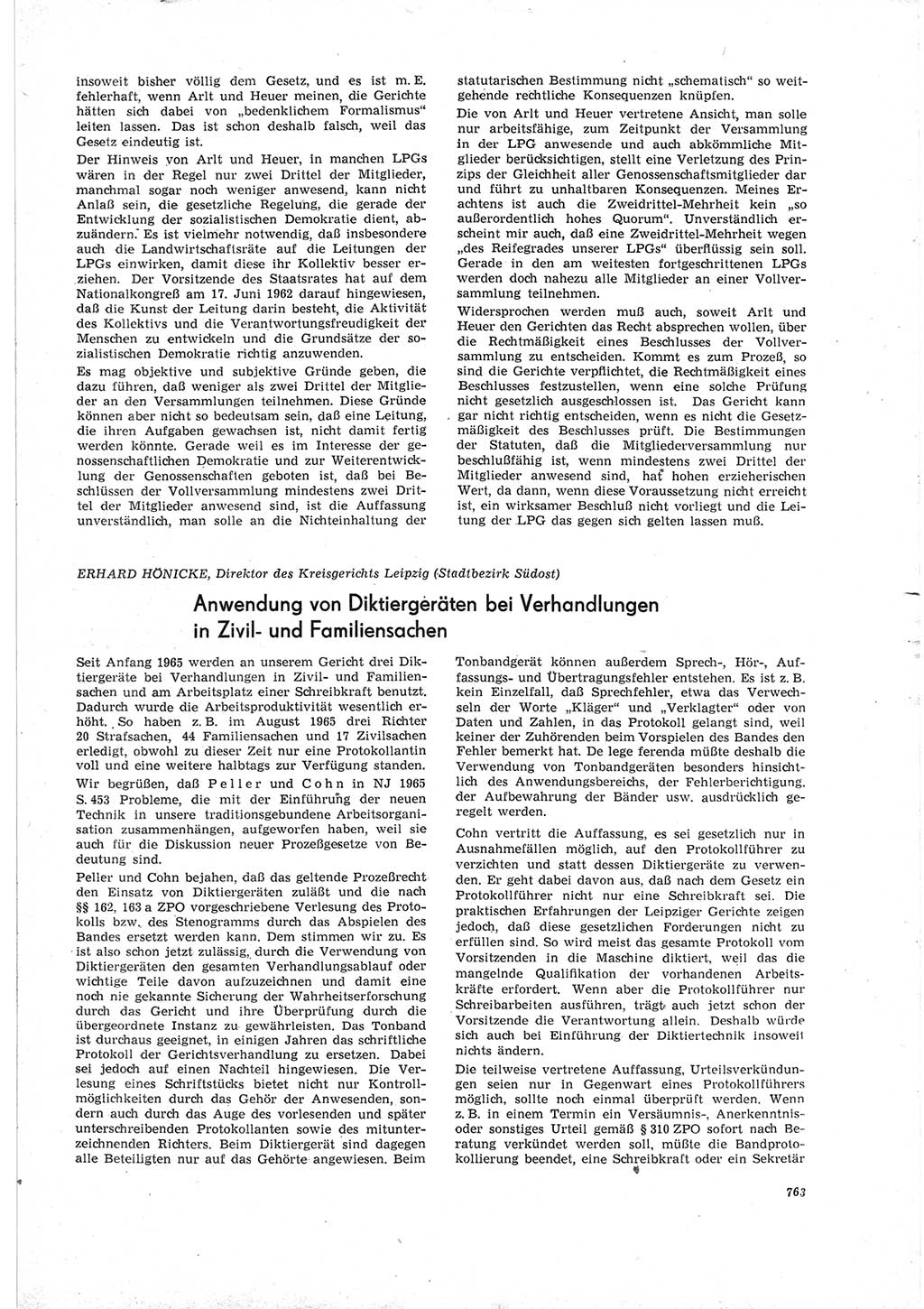 Neue Justiz (NJ), Zeitschrift für Recht und Rechtswissenschaft [Deutsche Demokratische Republik (DDR)], 19. Jahrgang 1965, Seite 763 (NJ DDR 1965, S. 763)