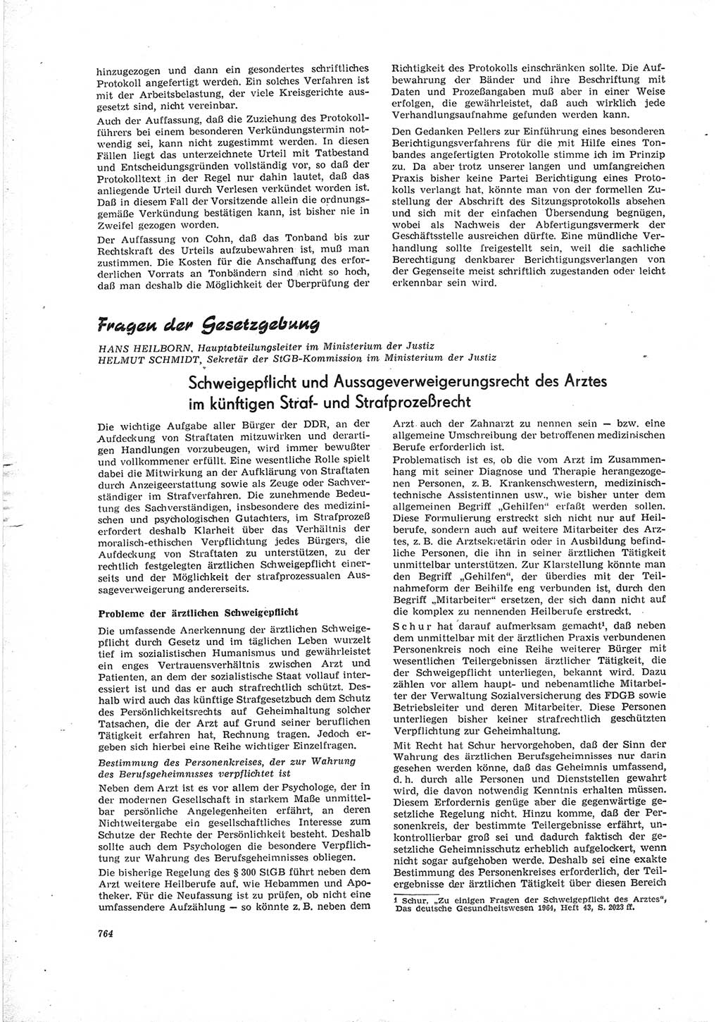 Neue Justiz (NJ), Zeitschrift für Recht und Rechtswissenschaft [Deutsche Demokratische Republik (DDR)], 19. Jahrgang 1965, Seite 764 (NJ DDR 1965, S. 764)
