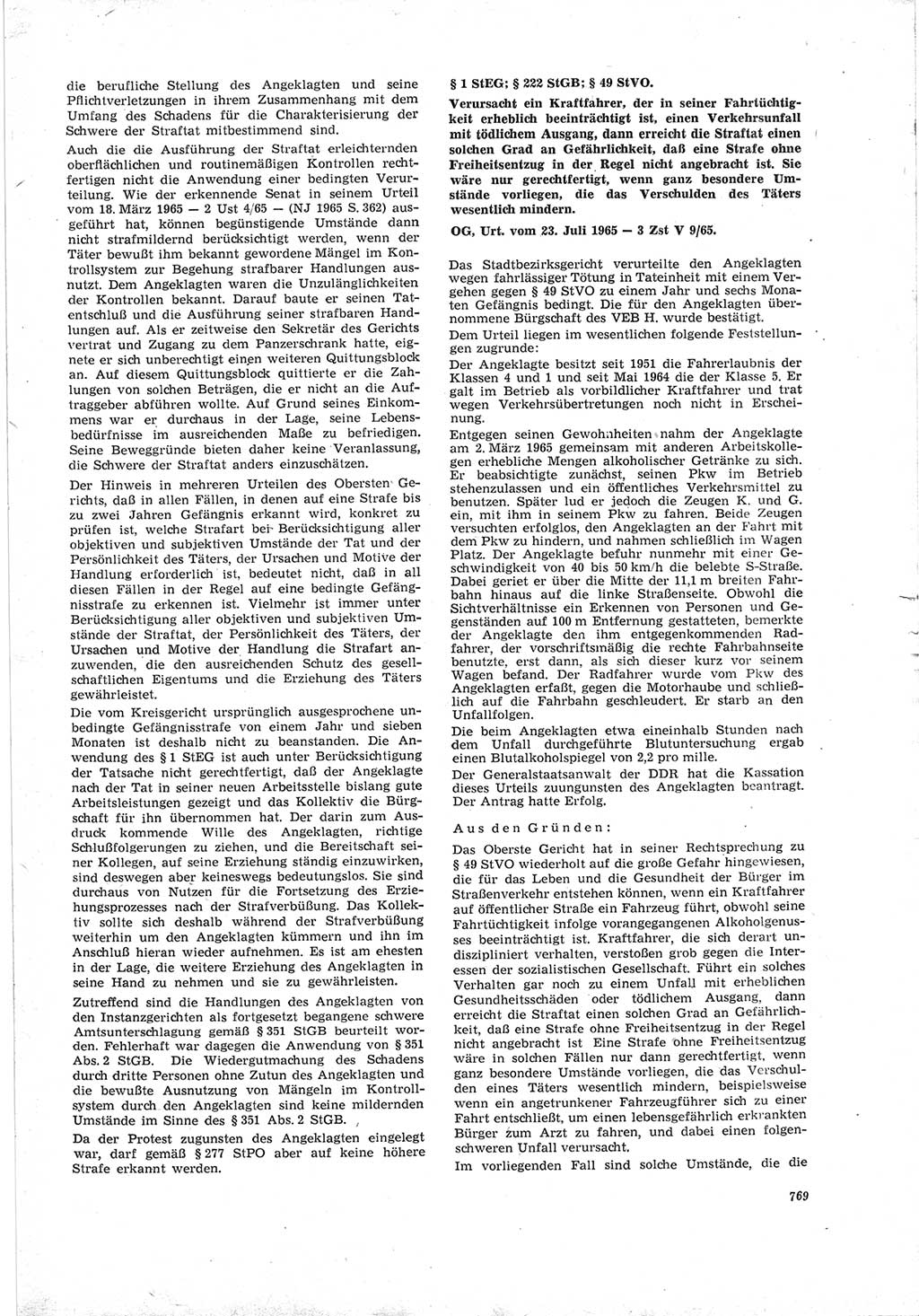 Neue Justiz (NJ), Zeitschrift für Recht und Rechtswissenschaft [Deutsche Demokratische Republik (DDR)], 19. Jahrgang 1965, Seite 769 (NJ DDR 1965, S. 769)