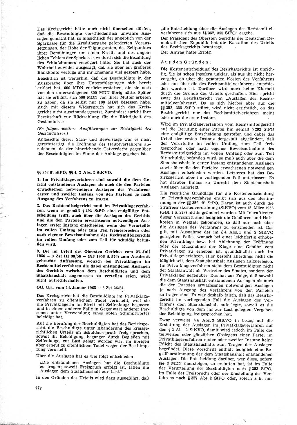 Neue Justiz (NJ), Zeitschrift für Recht und Rechtswissenschaft [Deutsche Demokratische Republik (DDR)], 19. Jahrgang 1965, Seite 772 (NJ DDR 1965, S. 772)
