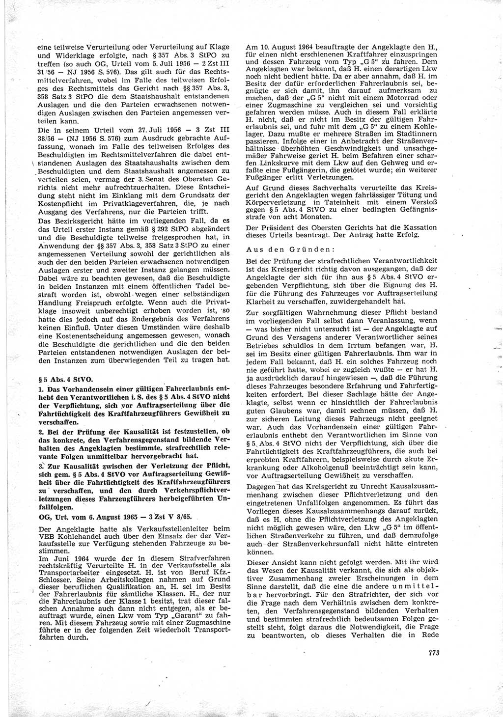 Neue Justiz (NJ), Zeitschrift für Recht und Rechtswissenschaft [Deutsche Demokratische Republik (DDR)], 19. Jahrgang 1965, Seite 773 (NJ DDR 1965, S. 773)