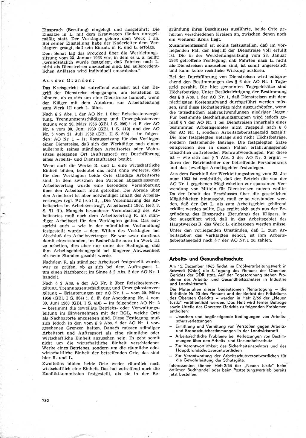 Neue Justiz (NJ), Zeitschrift für Recht und Rechtswissenschaft [Deutsche Demokratische Republik (DDR)], 19. Jahrgang 1965, Seite 784 (NJ DDR 1965, S. 784)
