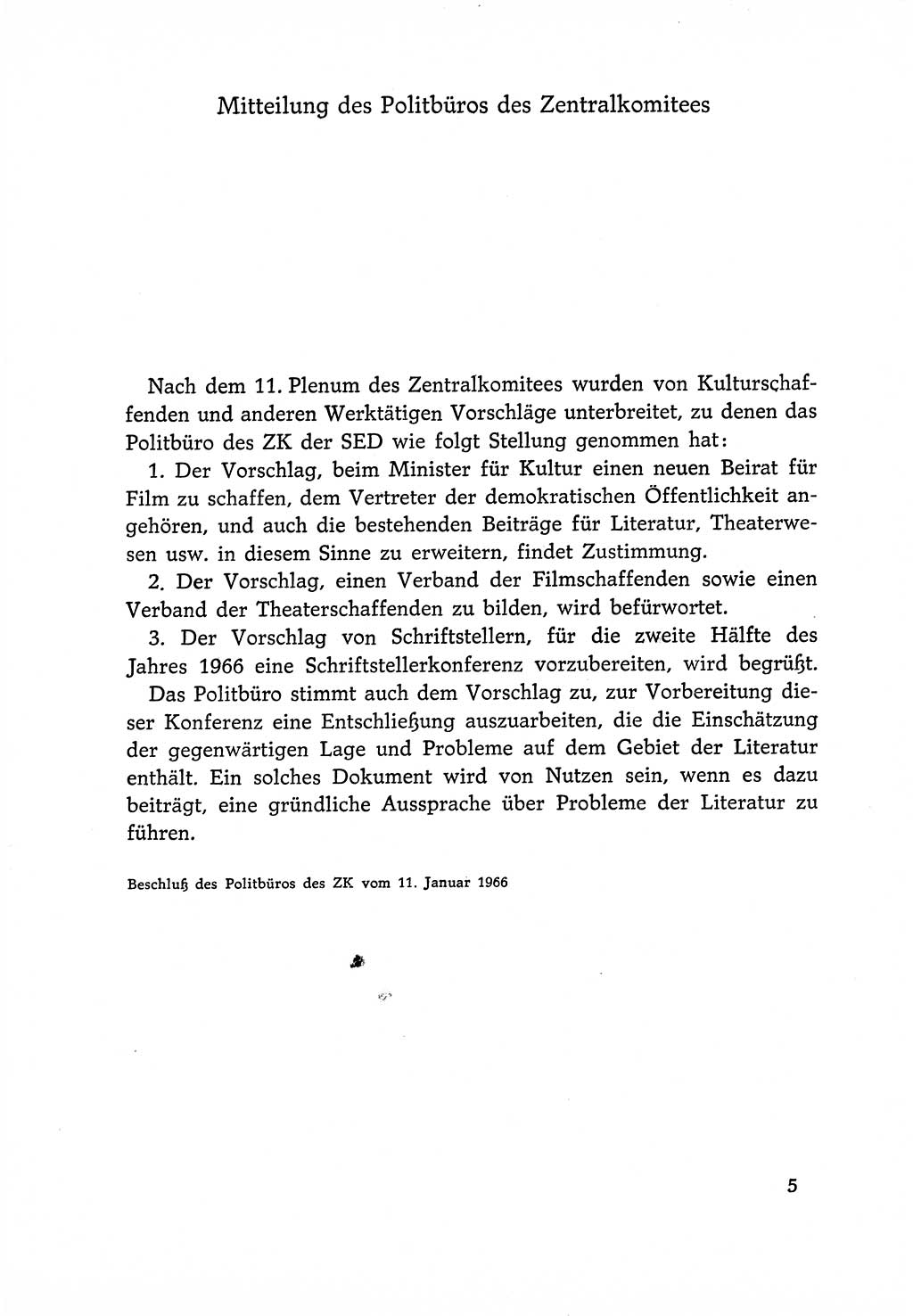 Dokumente der Sozialistischen Einheitspartei Deutschlands (SED) [Deutsche Demokratische Republik (DDR)] 1966-1967, Seite 5 (Dok. SED DDR 1966-1967, S. 5)