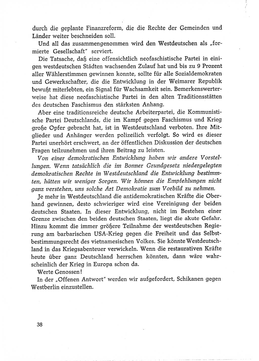 Dokumente der Sozialistischen Einheitspartei Deutschlands (SED) [Deutsche Demokratische Republik (DDR)] 1966-1967, Seite 38 (Dok. SED DDR 1966-1967, S. 38)