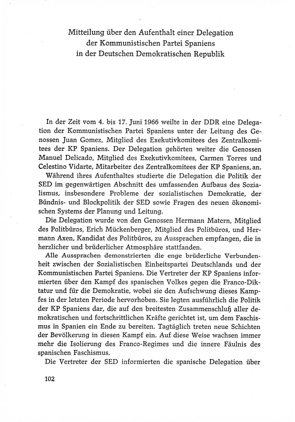 Dokumente der Sozialistischen Einheitspartei Deutschlands (SED) [Deutsche Demokratische Republik (DDR)] 1966-1967, Seite 102 (Dok. SED DDR 1966-1967, S. 102)