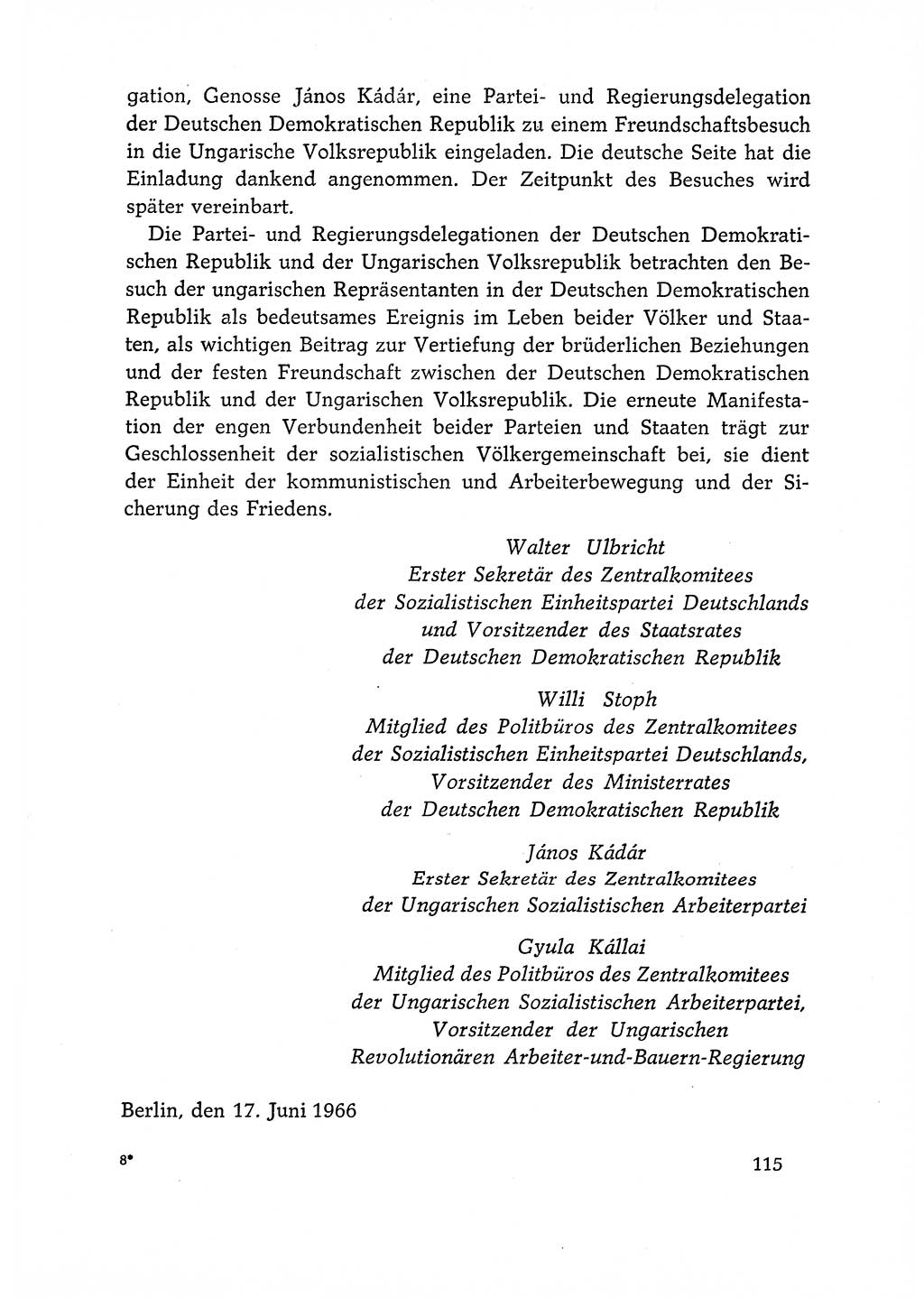 Dokumente der Sozialistischen Einheitspartei Deutschlands (SED) [Deutsche Demokratische Republik (DDR)] 1966-1967, Seite 115 (Dok. SED DDR 1966-1967, S. 115)