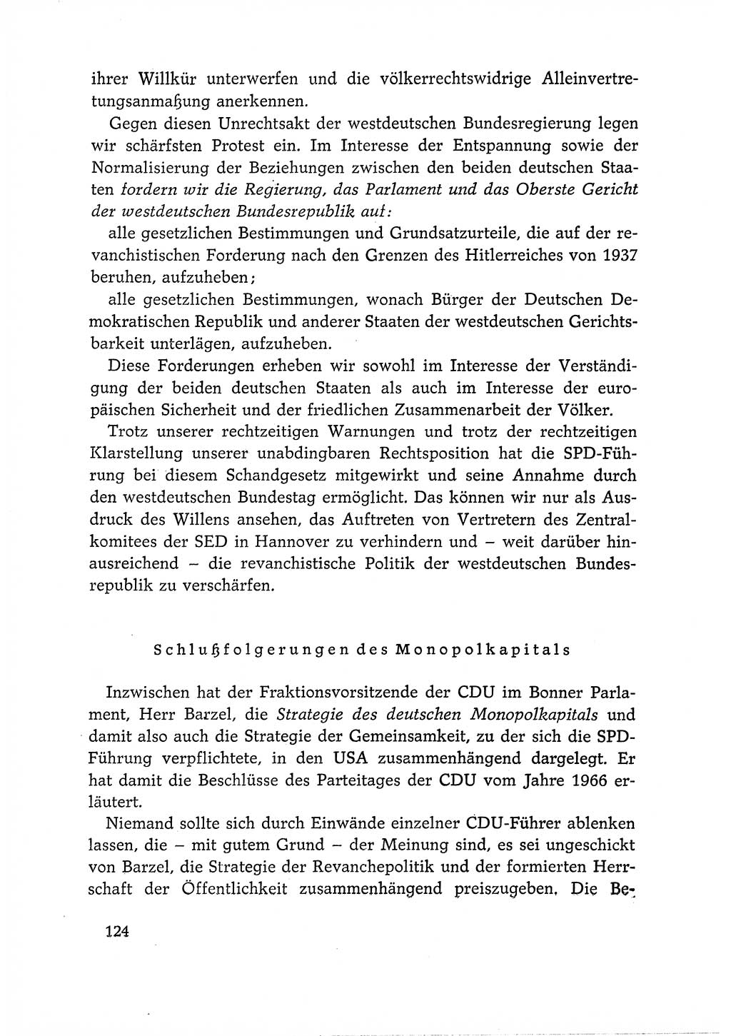 Dokumente der Sozialistischen Einheitspartei Deutschlands (SED) [Deutsche Demokratische Republik (DDR)] 1966-1967, Seite 124 (Dok. SED DDR 1966-1967, S. 124)