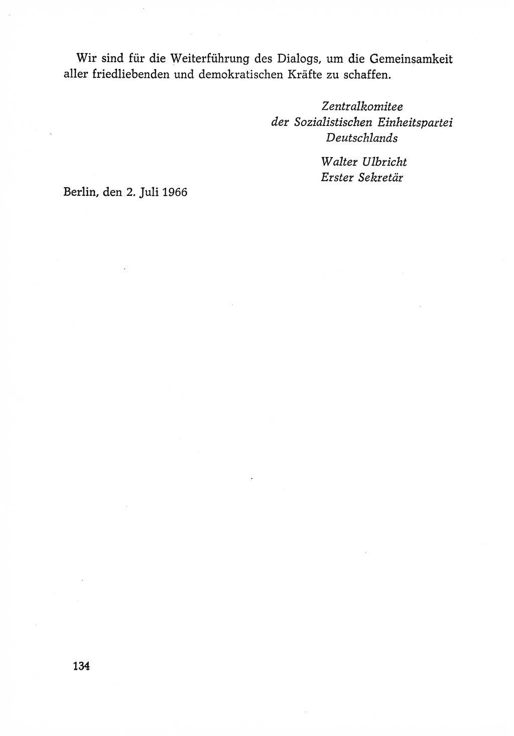 Dokumente der Sozialistischen Einheitspartei Deutschlands (SED) [Deutsche Demokratische Republik (DDR)] 1966-1967, Seite 134 (Dok. SED DDR 1966-1967, S. 134)