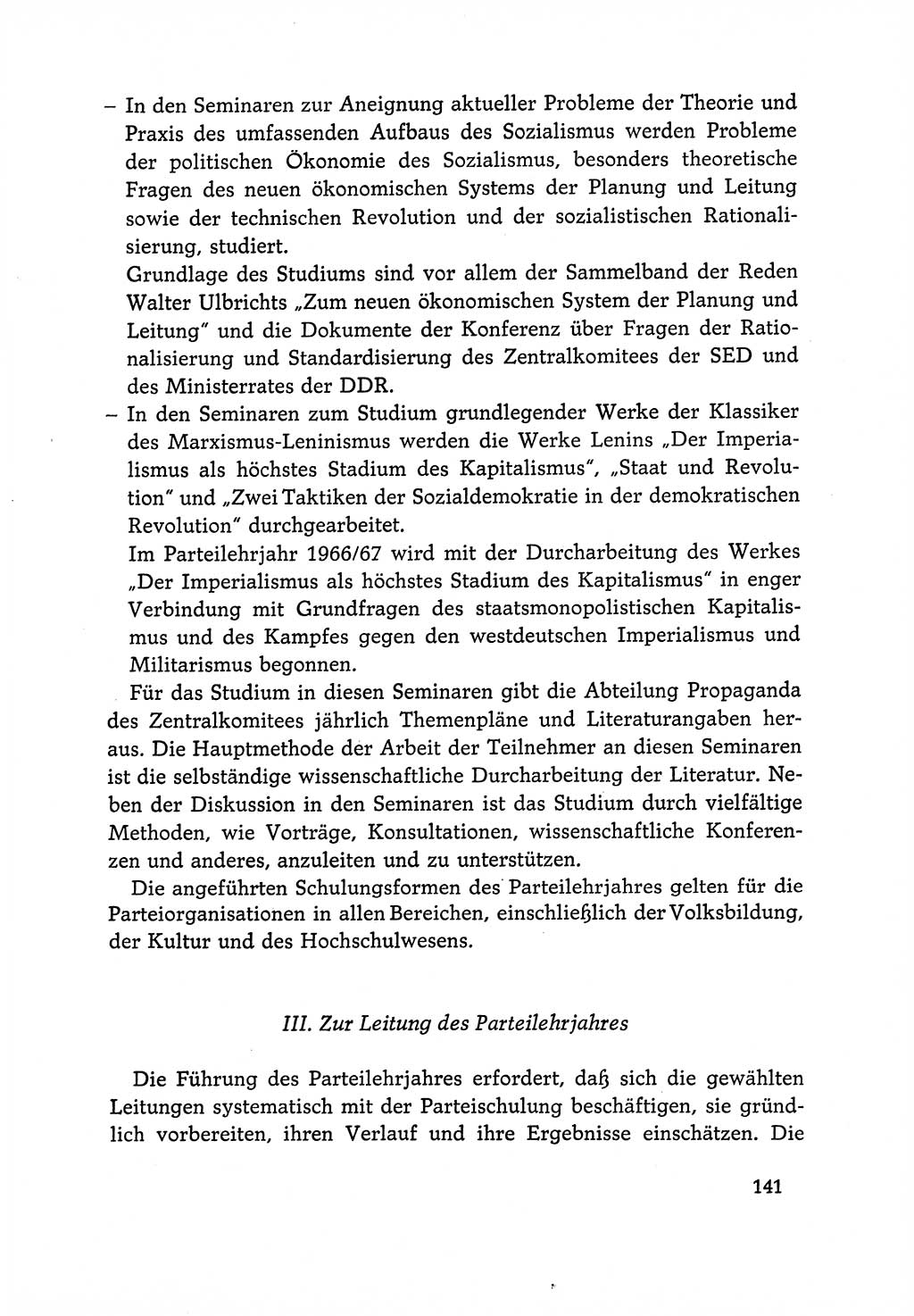 Dokumente der Sozialistischen Einheitspartei Deutschlands (SED) [Deutsche Demokratische Republik (DDR)] 1966-1967, Seite 141 (Dok. SED DDR 1966-1967, S. 141)