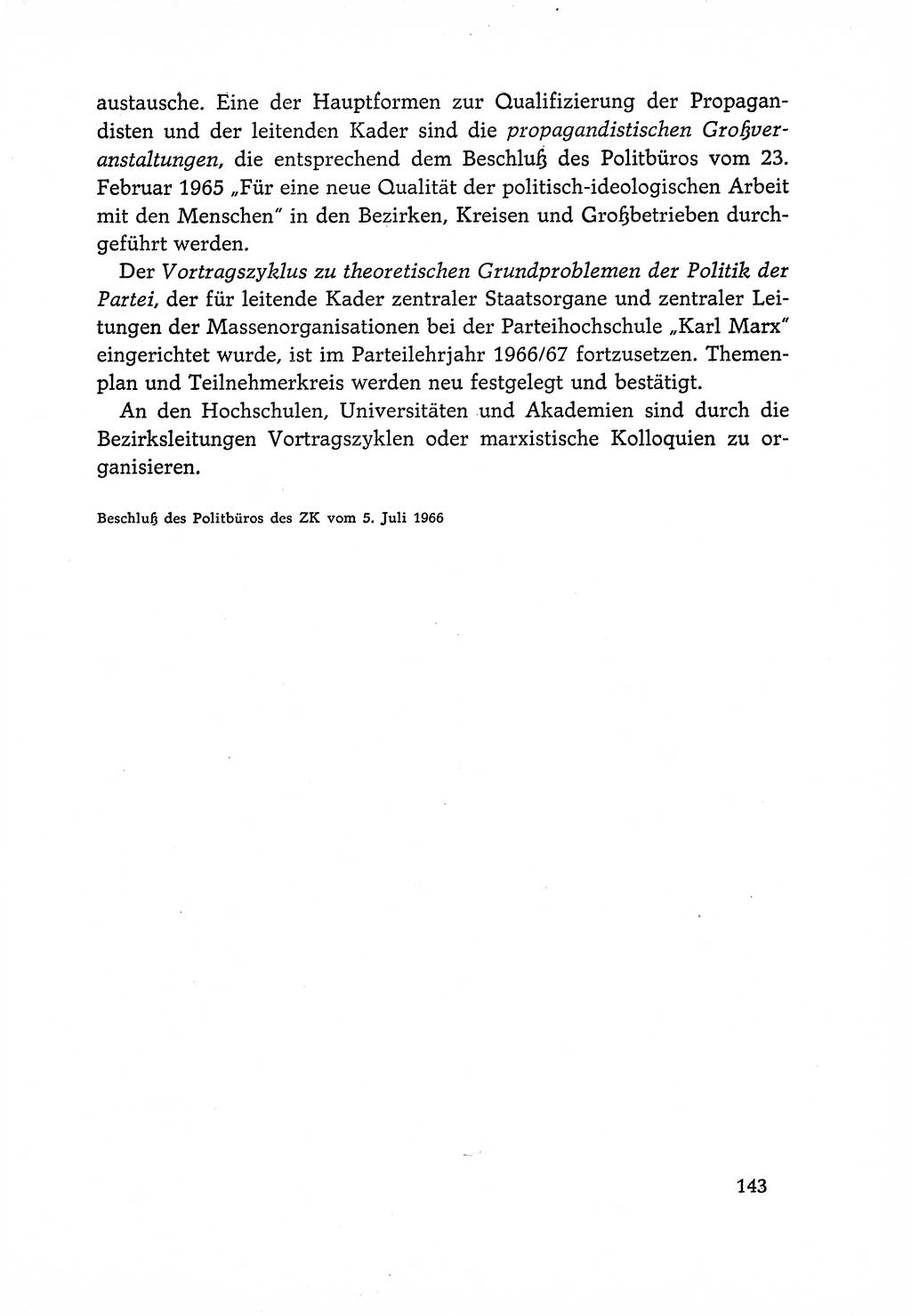 Dokumente der Sozialistischen Einheitspartei Deutschlands (SED) [Deutsche Demokratische Republik (DDR)] 1966-1967, Seite 143 (Dok. SED DDR 1966-1967, S. 143)